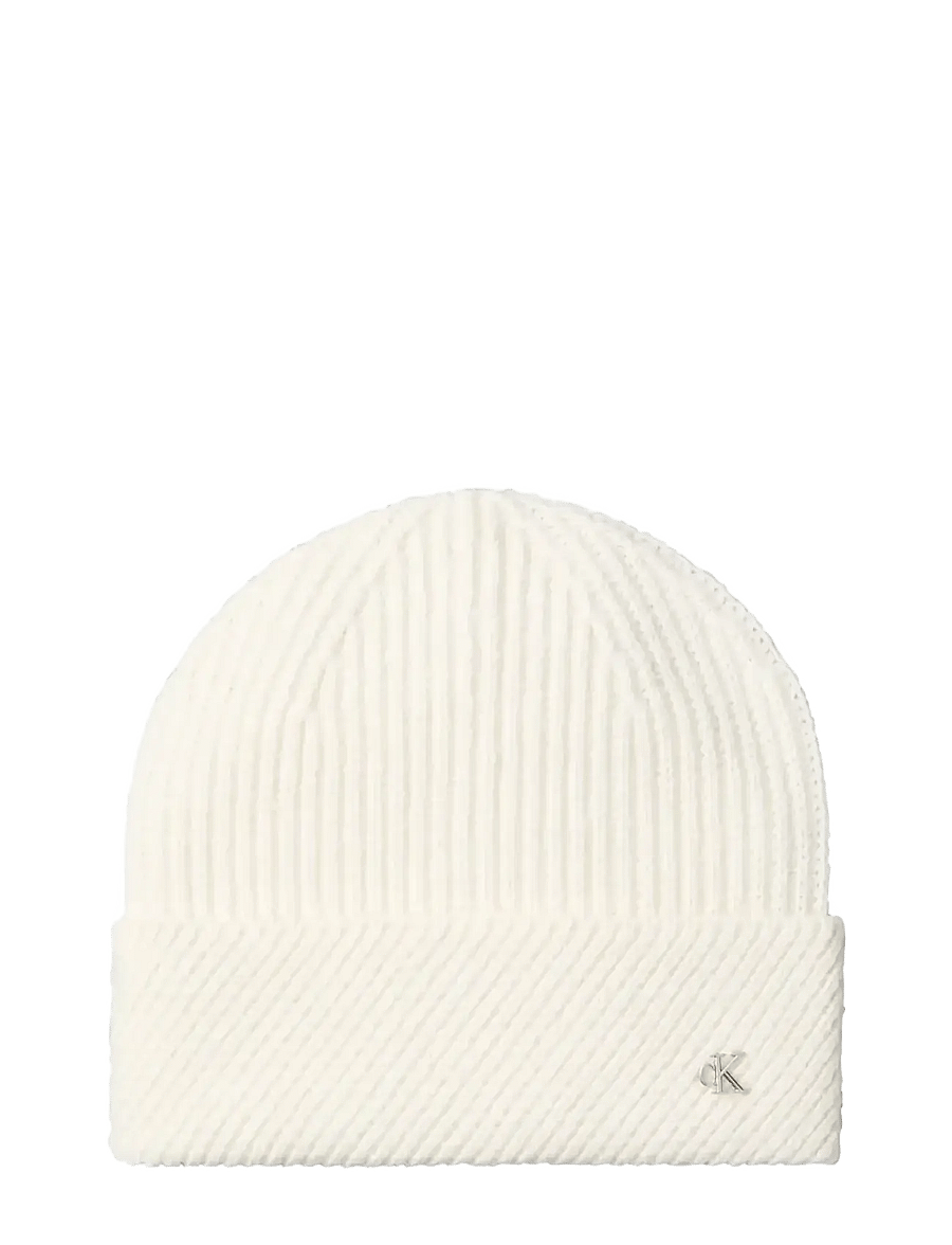 Calvin Klein - CK METAL WOOL SLANTED RIB BEANIE - huer - light hay - 0