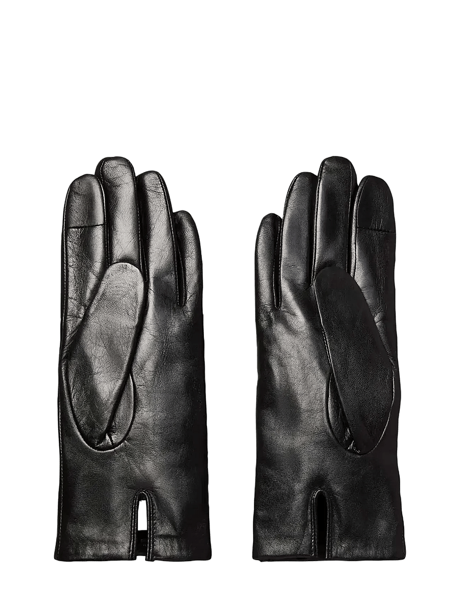 Calvin Klein - RAISED CK LEATHER GLOVES - læderhandsker - black - 1