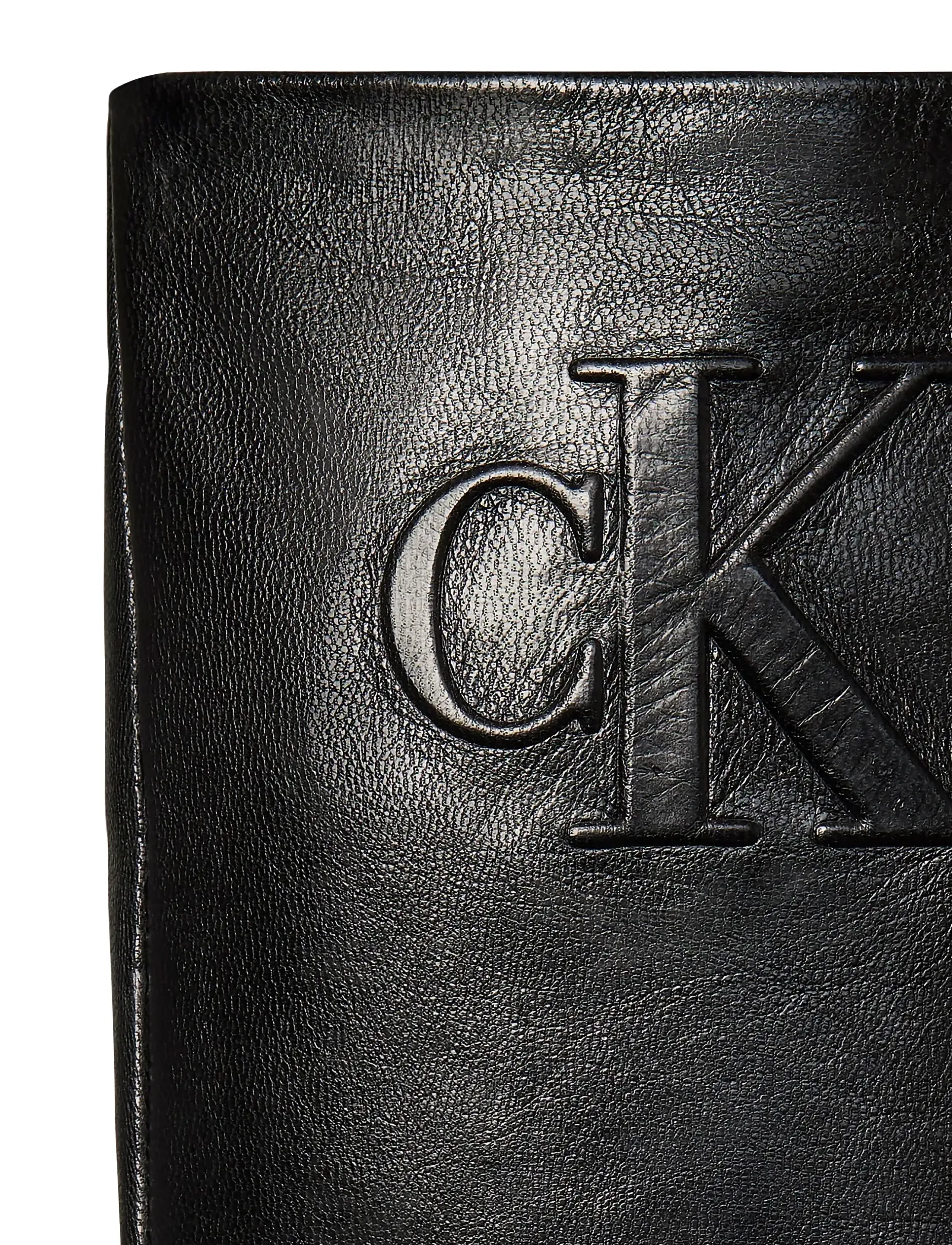 Calvin Klein - RAISED CK LEATHER GLOVES - læderhandsker - black - 2