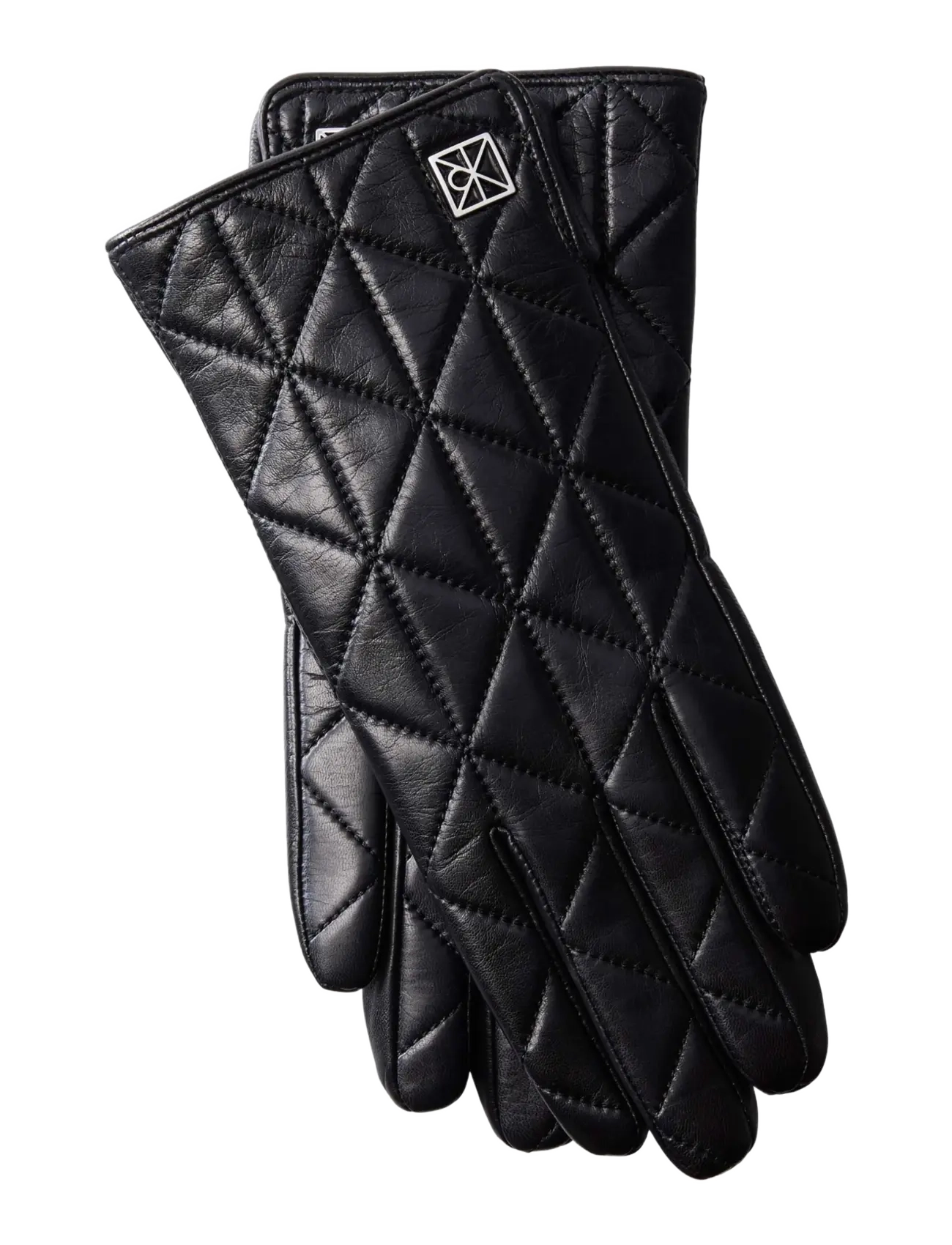 Calvin Klein EMBLEM QUILTED LEATHER GLOVES - Calvin Klein - BLACK / black