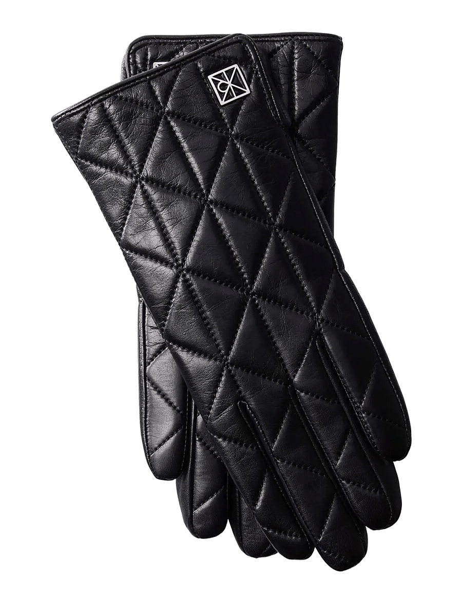 Calvin Klein - EMBLEM QUILTED LEATHER GLOVES - læderhandsker - black - 0