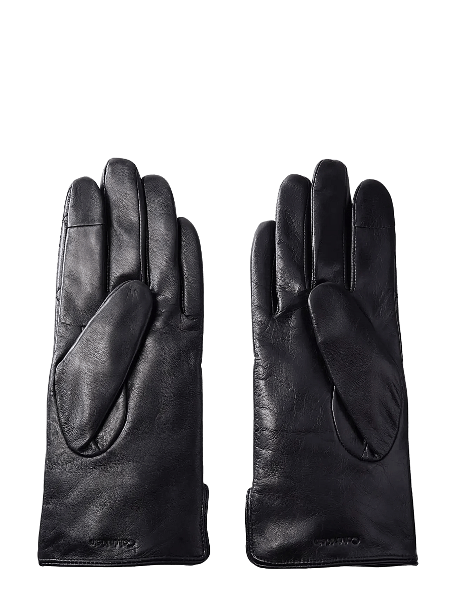 Calvin Klein - EMBLEM QUILTED LEATHER GLOVES - læderhandsker - black - 1