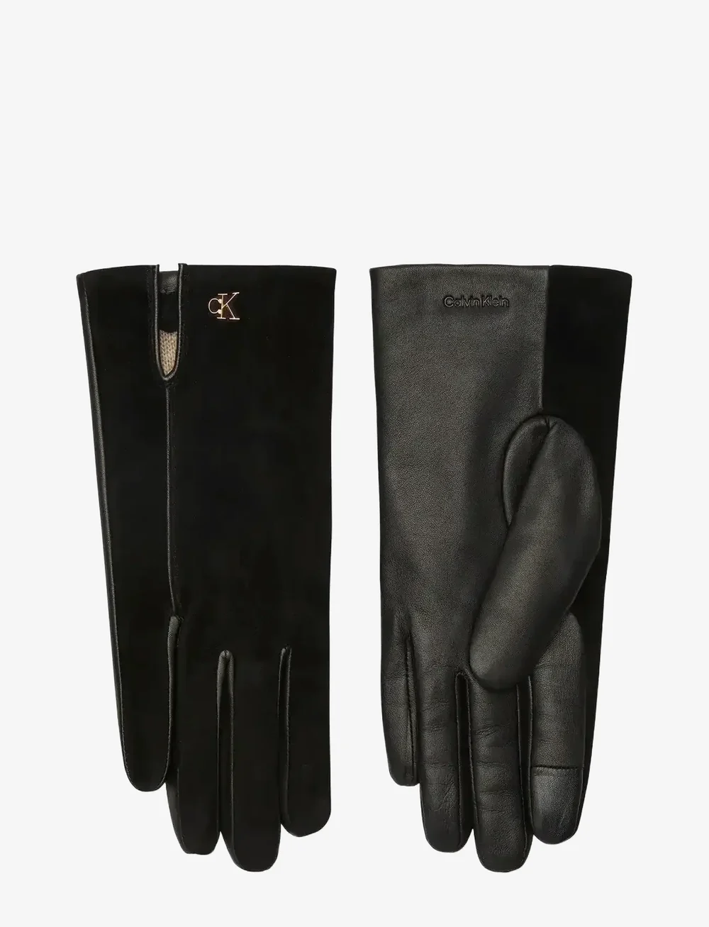 Calvin Klein - METAL CK SUEDE LEATHER GLOVES - fingervantar - black - 0