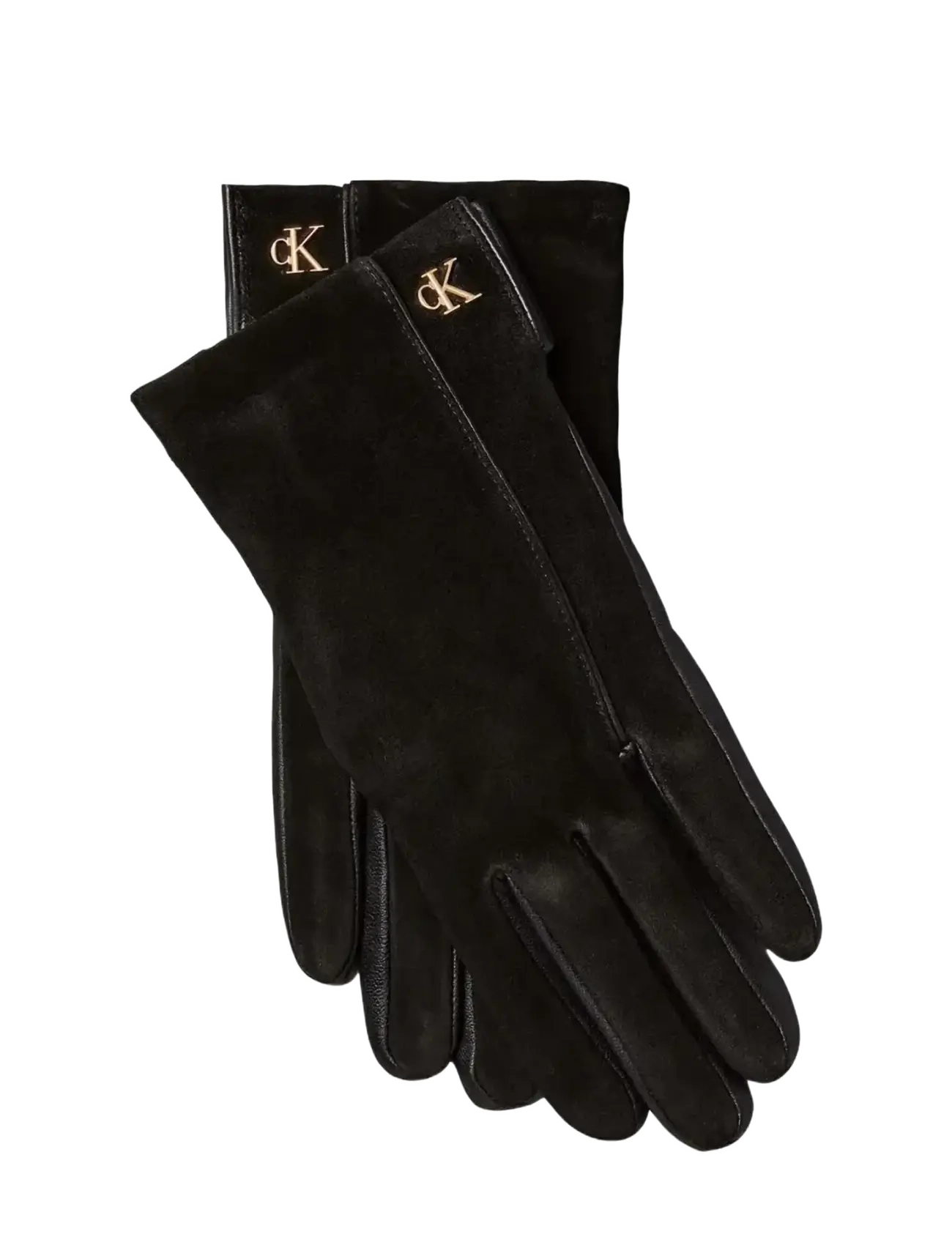 Calvin Klein METAL CK SUEDE LEATHER GLOVES - Kindad - BLACK / black
