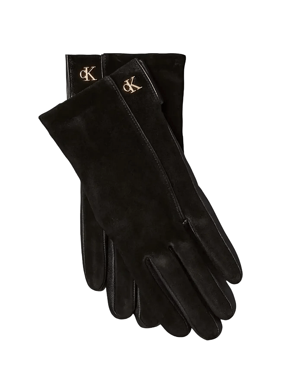 Calvin Klein - METAL CK SUEDE LEATHER GLOVES - fingervantar - black - 0