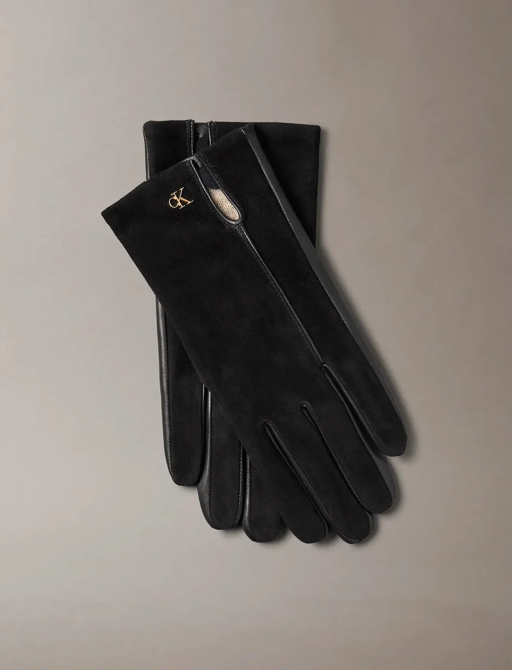 Calvin Klein - METAL CK SUEDE LEATHER GLOVES - fingervantar - black - 1