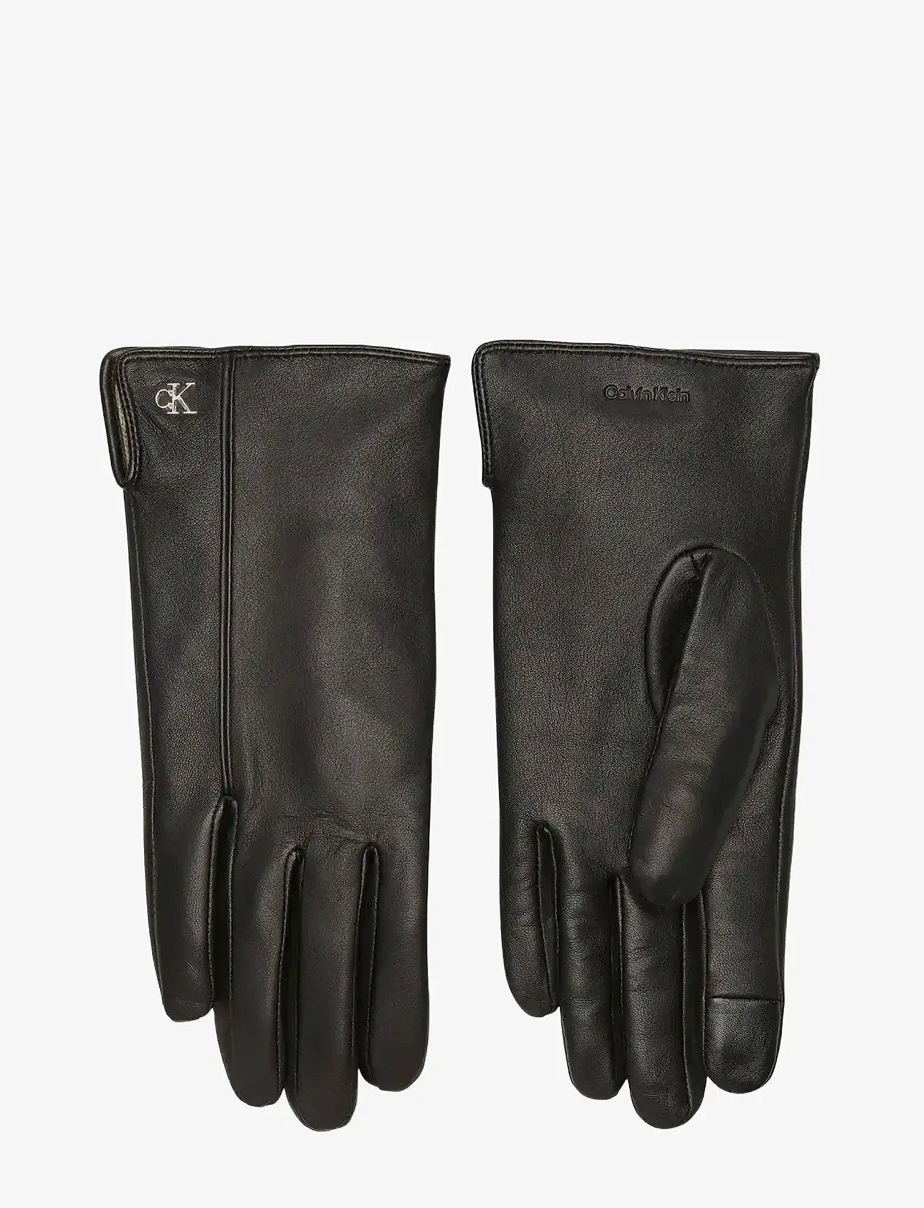 Calvin Klein - METAL CK LEATHER GLOVES - handsker - black - 0