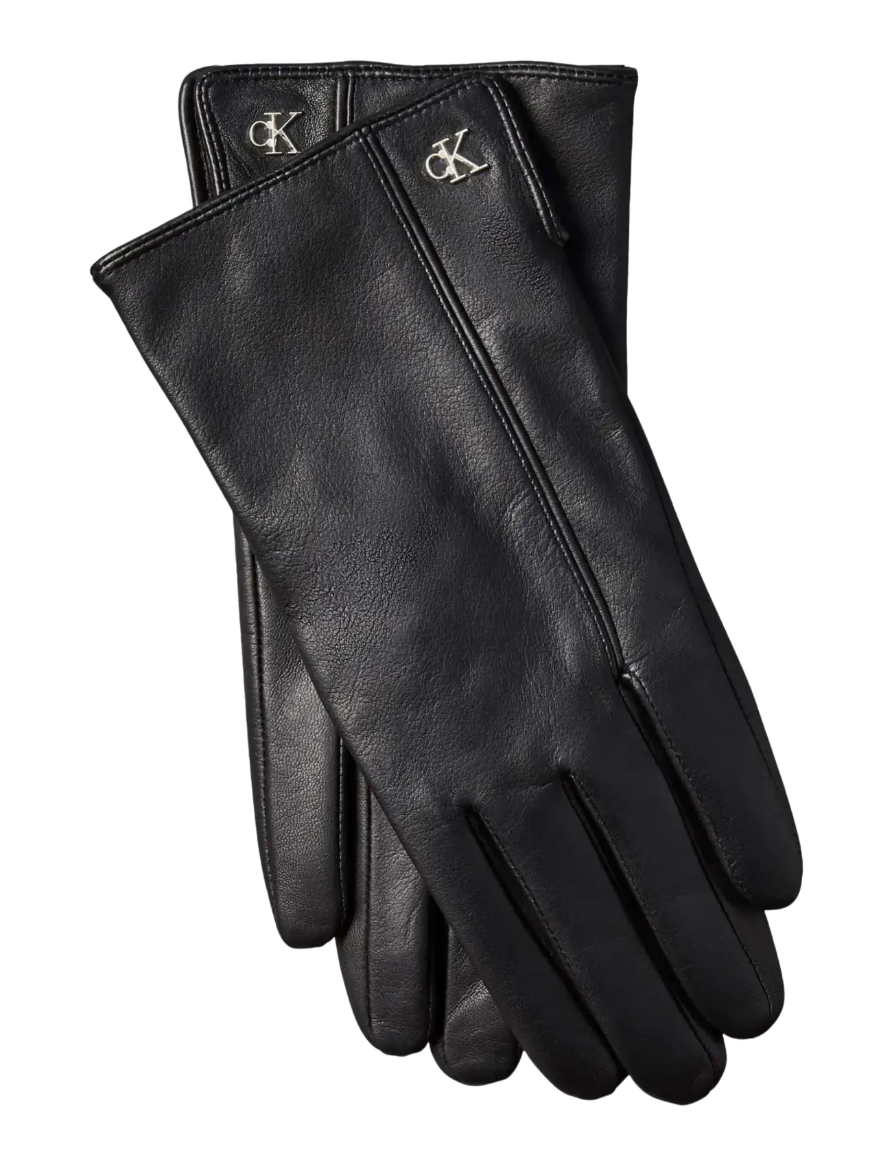 Calvin Klein METAL CK LEATHER GLOVES - Accessoires - BLACK / black