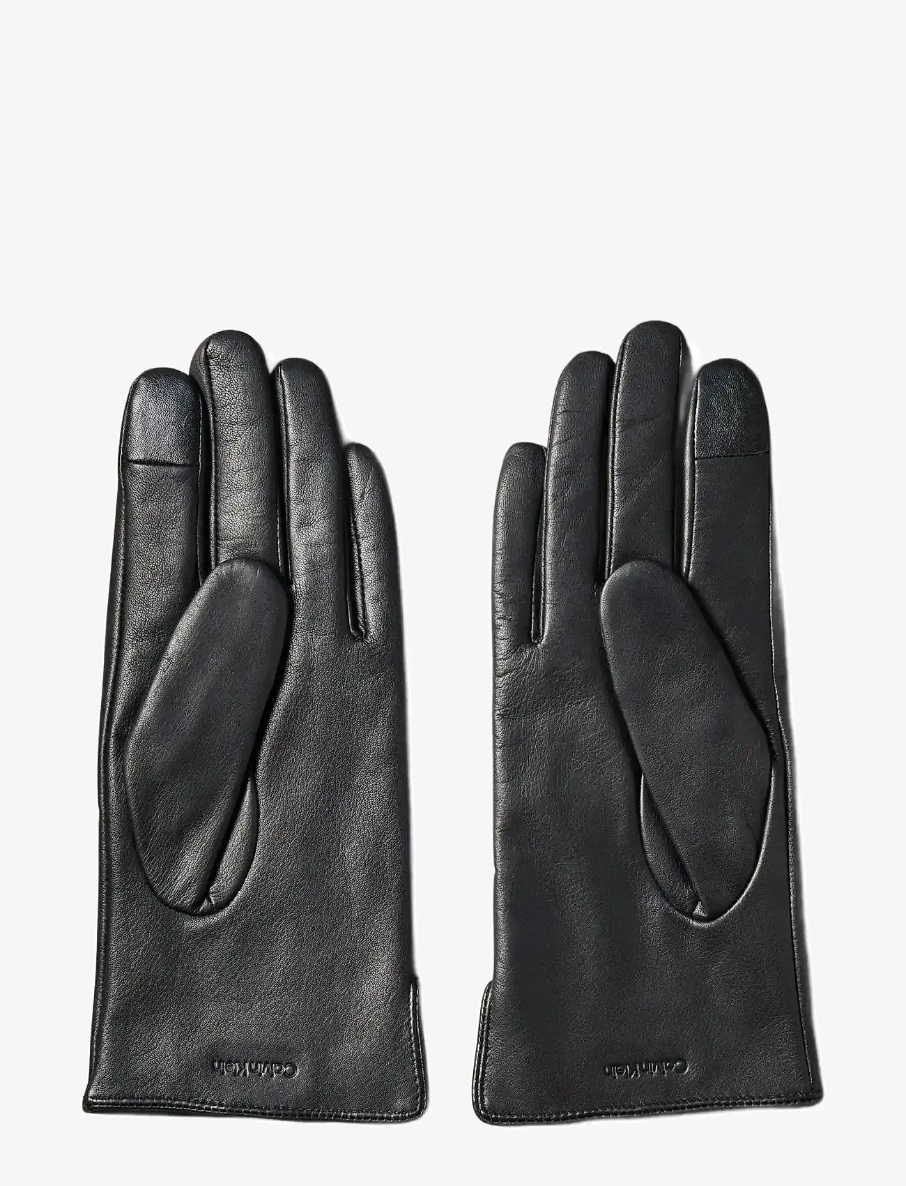 Calvin Klein - METAL CK LEATHER GLOVES - handsker - black - 1