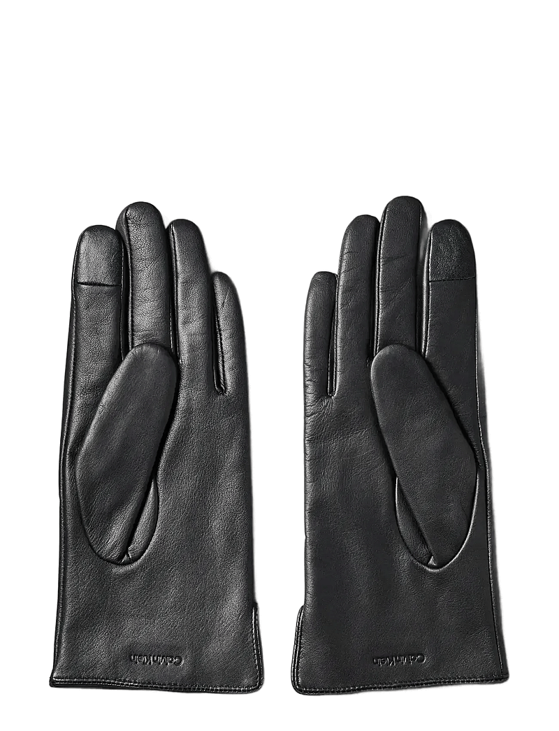 Calvin Klein - METAL CK LEATHER GLOVES - handsker - black - 1