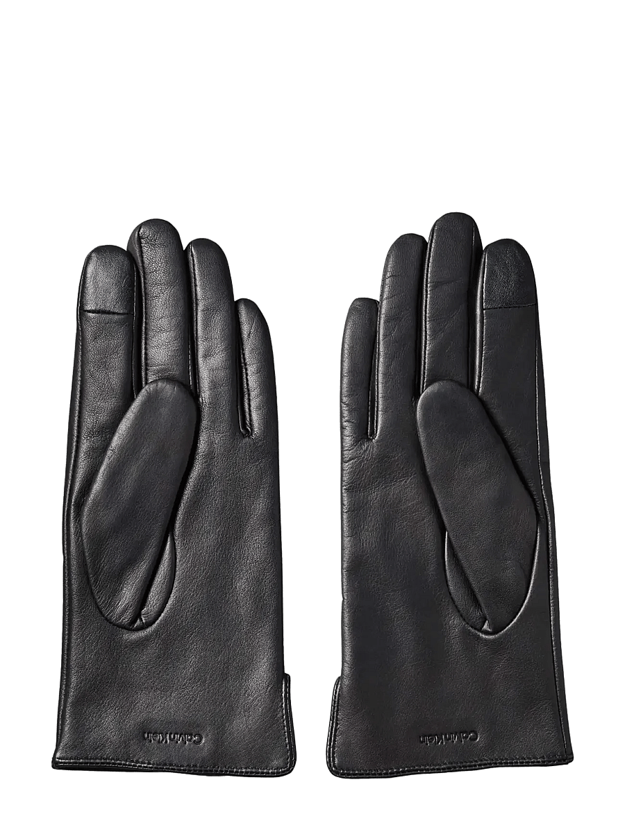 Calvin Klein - METAL CK LEATHER GLOVES - nahast kindad - black - 1