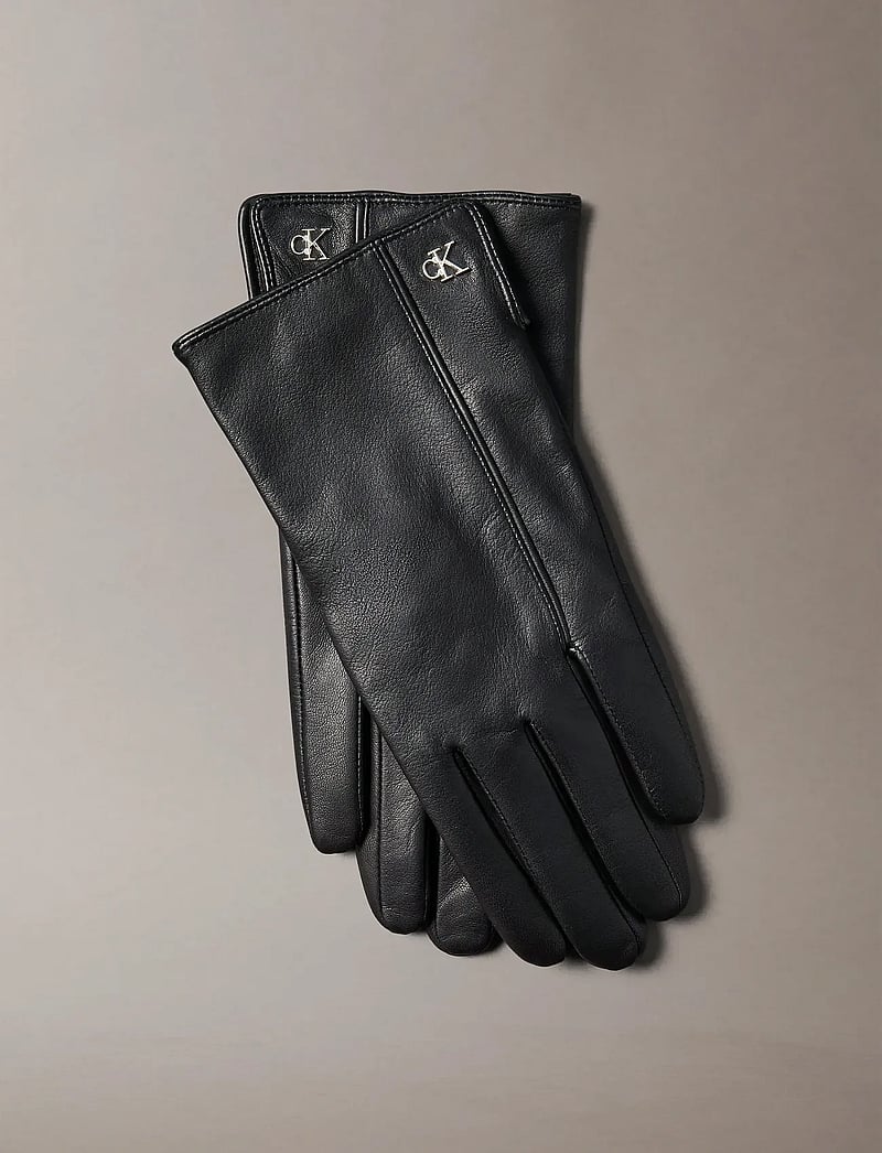 Calvin Klein - METAL CK LEATHER GLOVES - handsker - black - 2