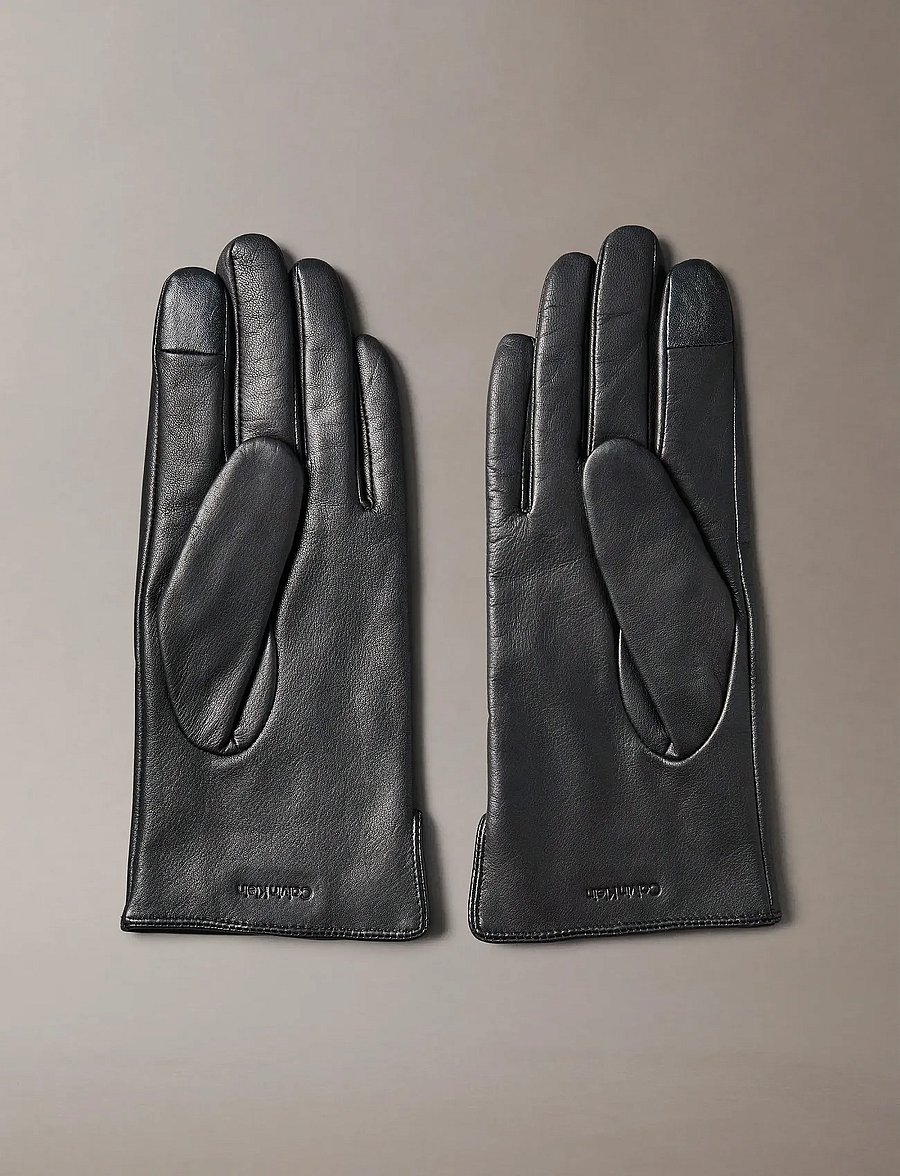 Calvin Klein - METAL CK LEATHER GLOVES - nahast kindad - black - 3