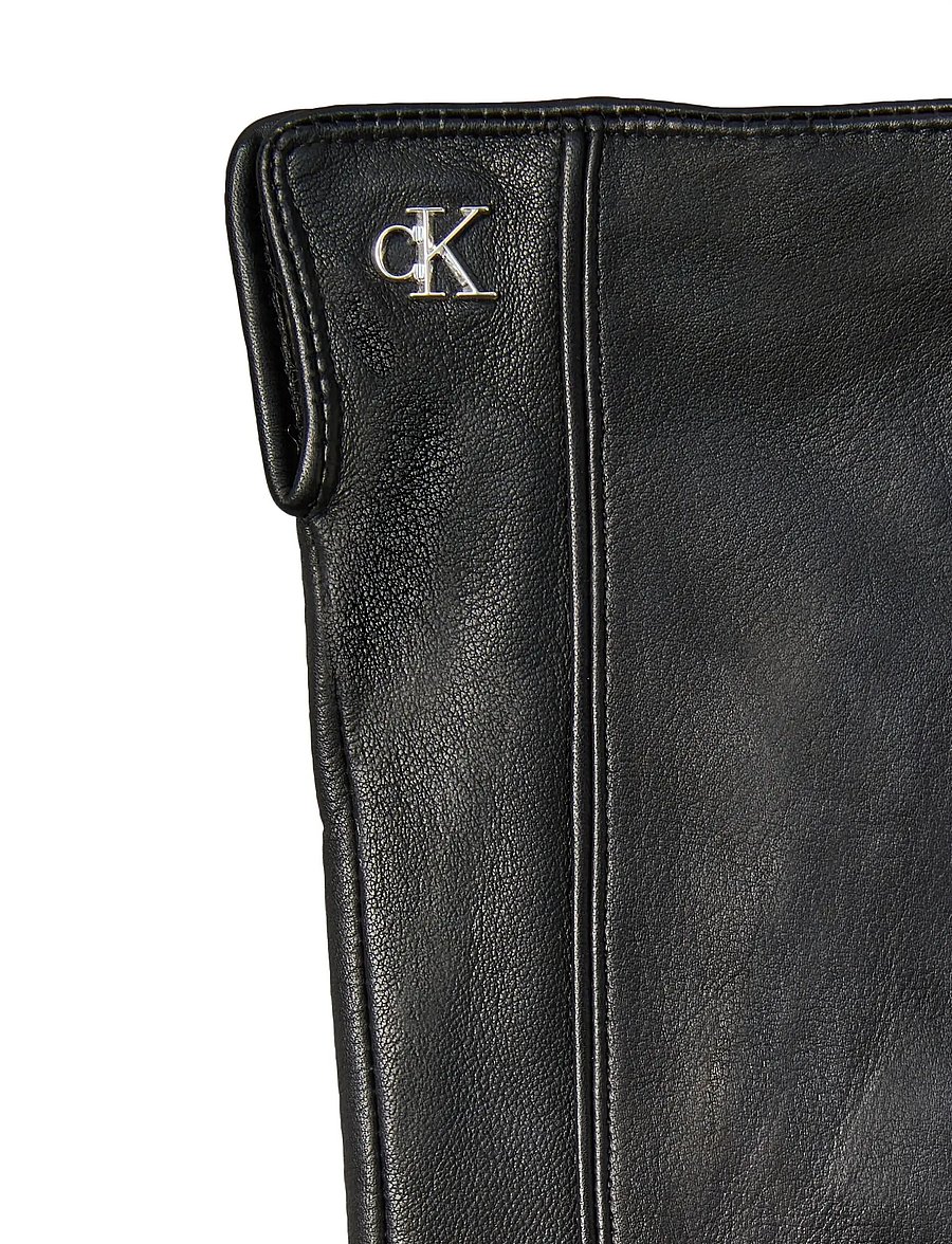 Calvin Klein - METAL CK LEATHER GLOVES - nahast kindad - black - 4