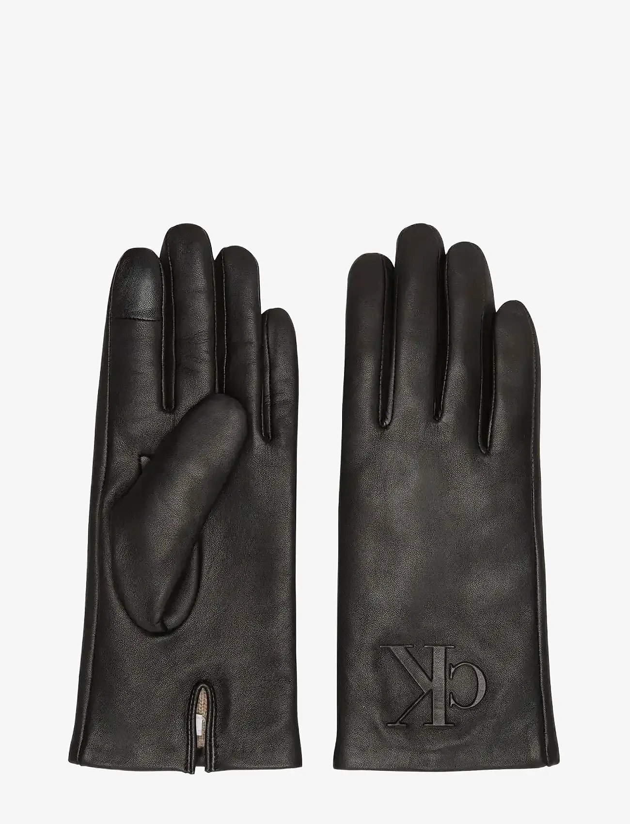Calvin Klein - RAISED CK LEATHER GLOVE - fingervantar - black - 0