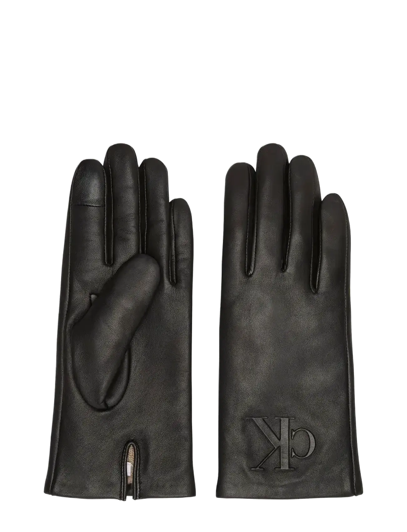 RAISED CK LEATHER GLOVE - BLACK