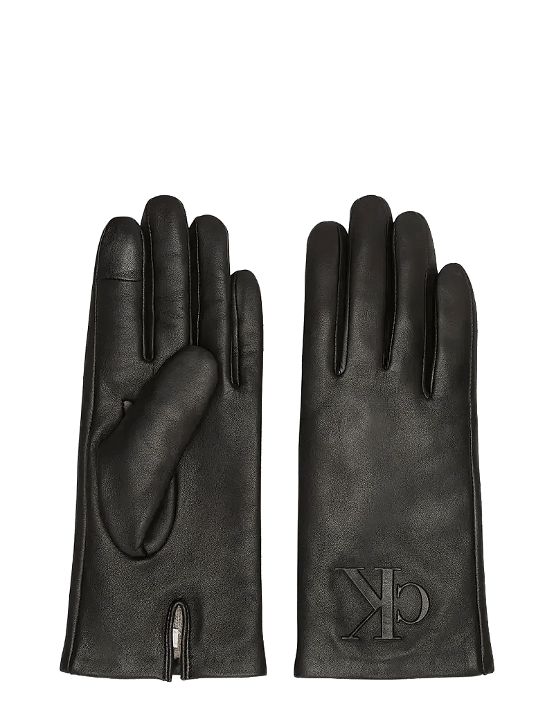 Calvin Klein - RAISED CK LEATHER GLOVE - rękawiczki skórzane - black - 0