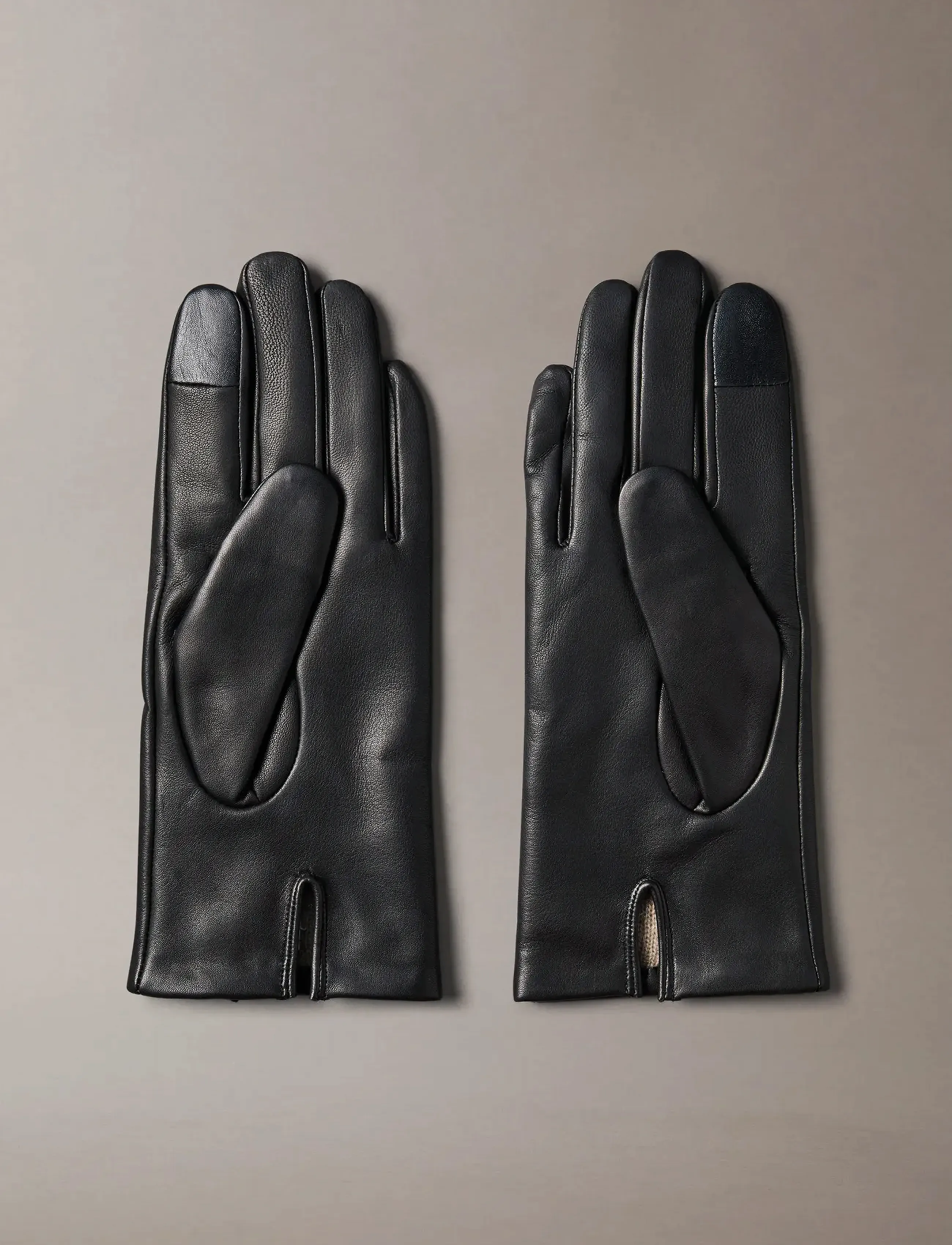 Calvin Klein - RAISED CK LEATHER GLOVE - skinnhandskar - black - 1