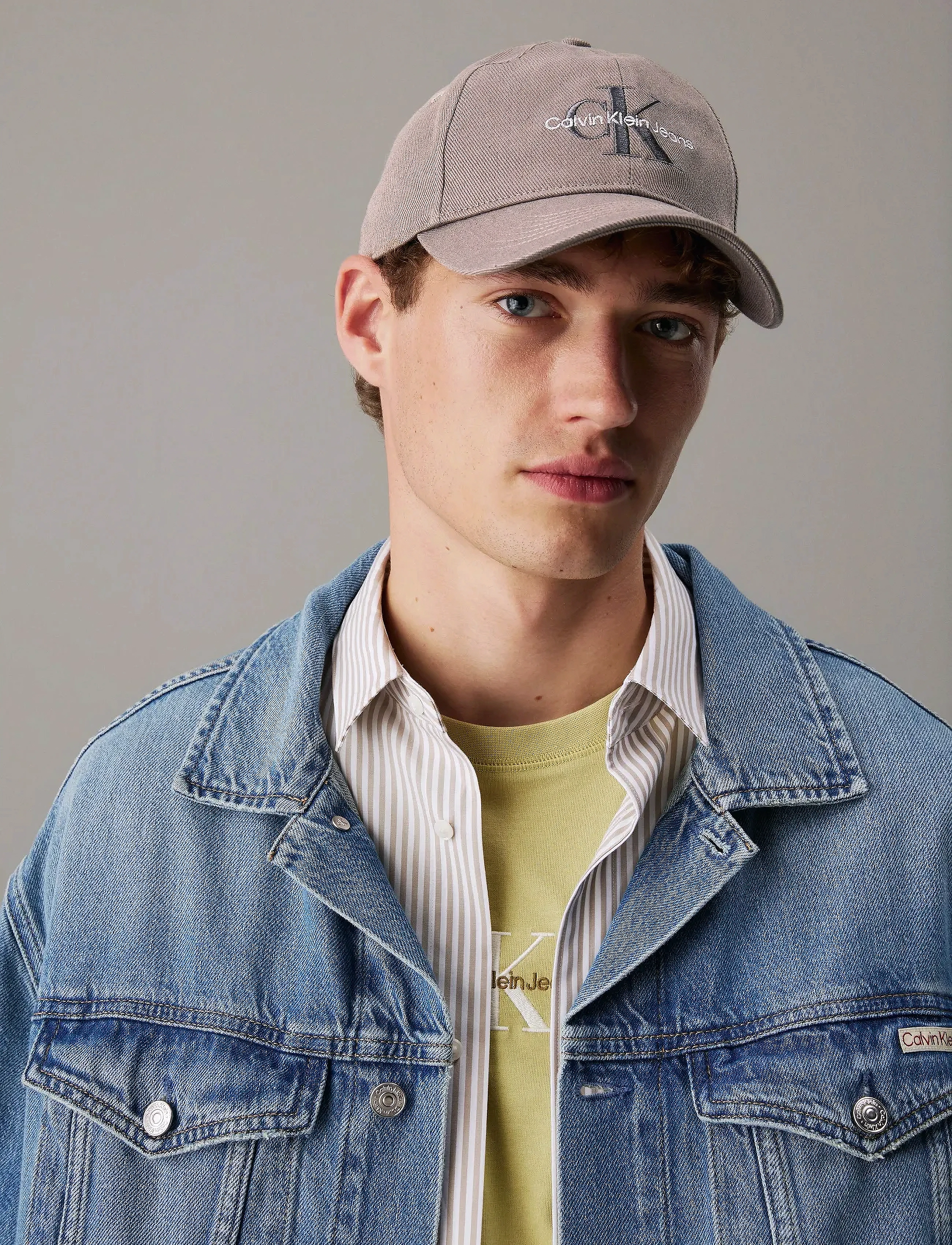 Calvin Klein Monologo Embroidery Baseball Cap, One Size, Beige, Hovedbeklædning > Kasketter, Herre
