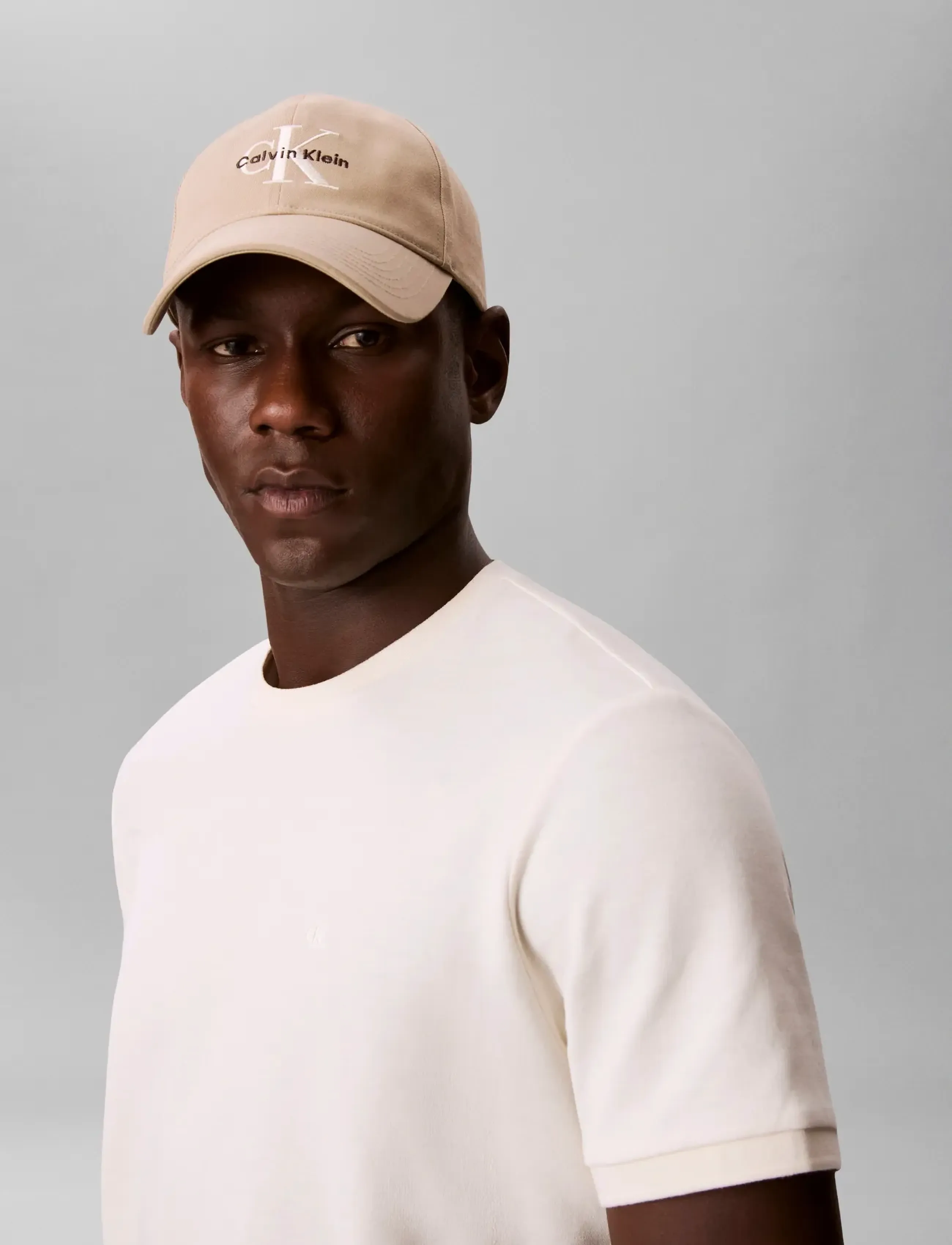 Calvin Klein Monologo Embroidery Baseball Cap, One Size, Beige, Hovedbeklædning > Kasketter, Herre