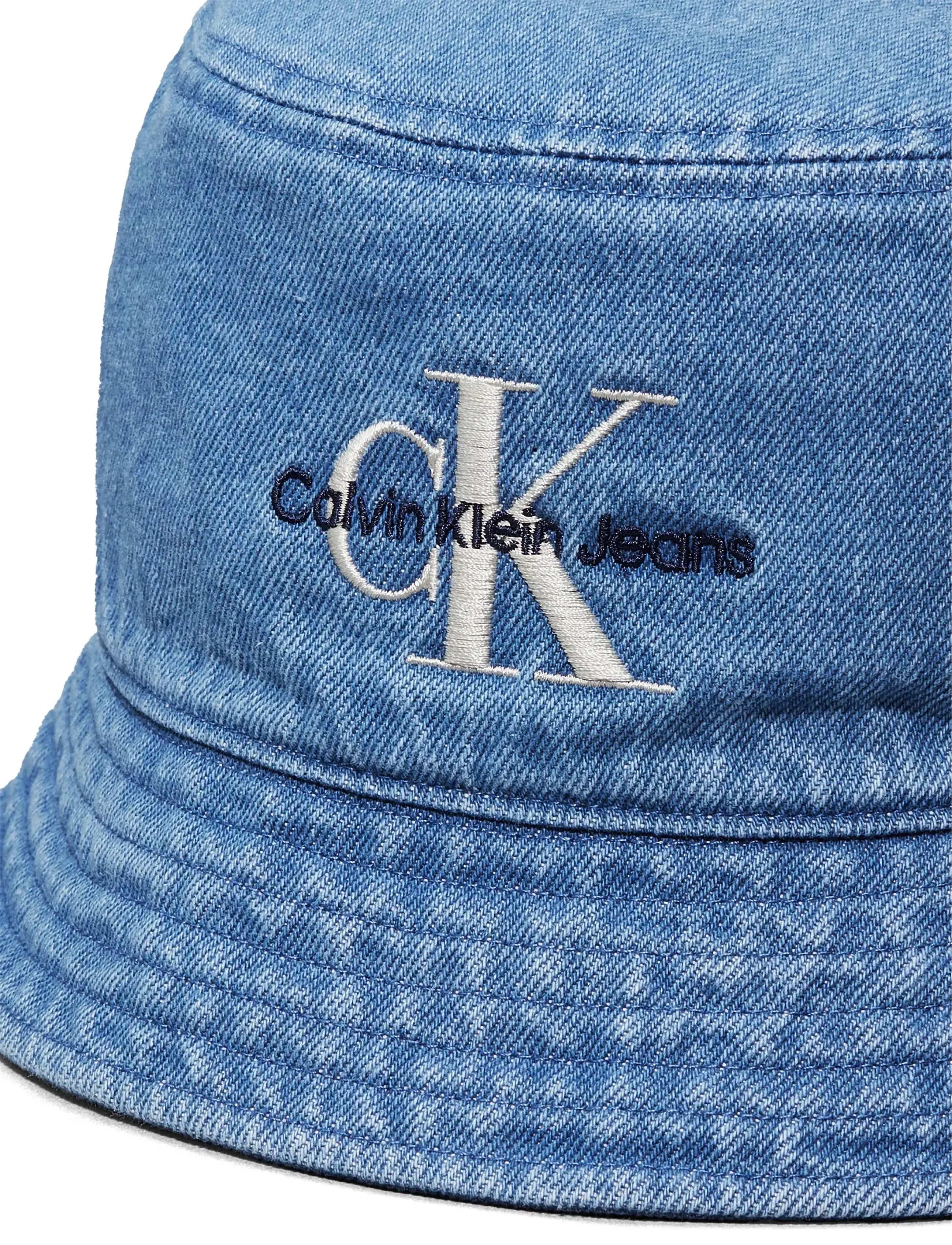 Calvin Klein - MONOLOGO EMBROIDERY DENIM BUCKET - bøllehatte - vintage denim - 3