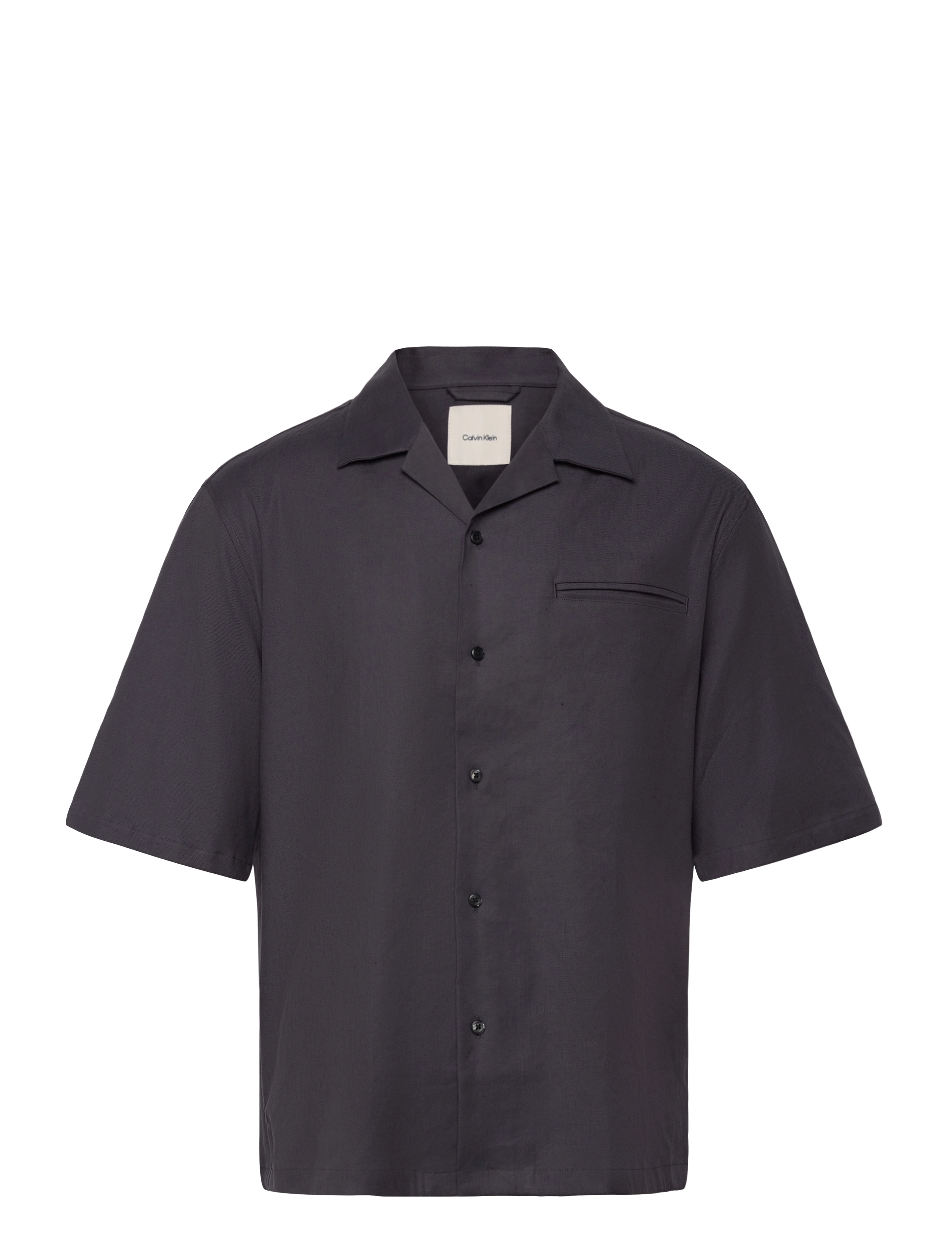 Calvin Klein SS LINEN LYOCELL CAMP RELAXED SH - Calvin Klein - EBONY / purple