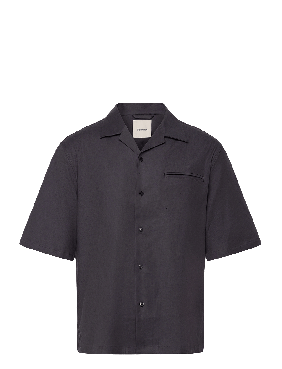 Calvin Klein - SS LINEN LYOCELL CAMP RELAXED SH - lininiai marškiniai - ebony - 0