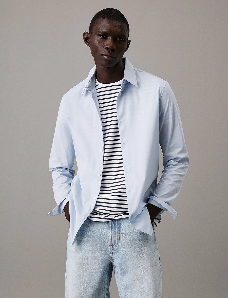 Calvin Klein - LS SOLID STRETCH SLIM SHIRT - niagara mist - 0