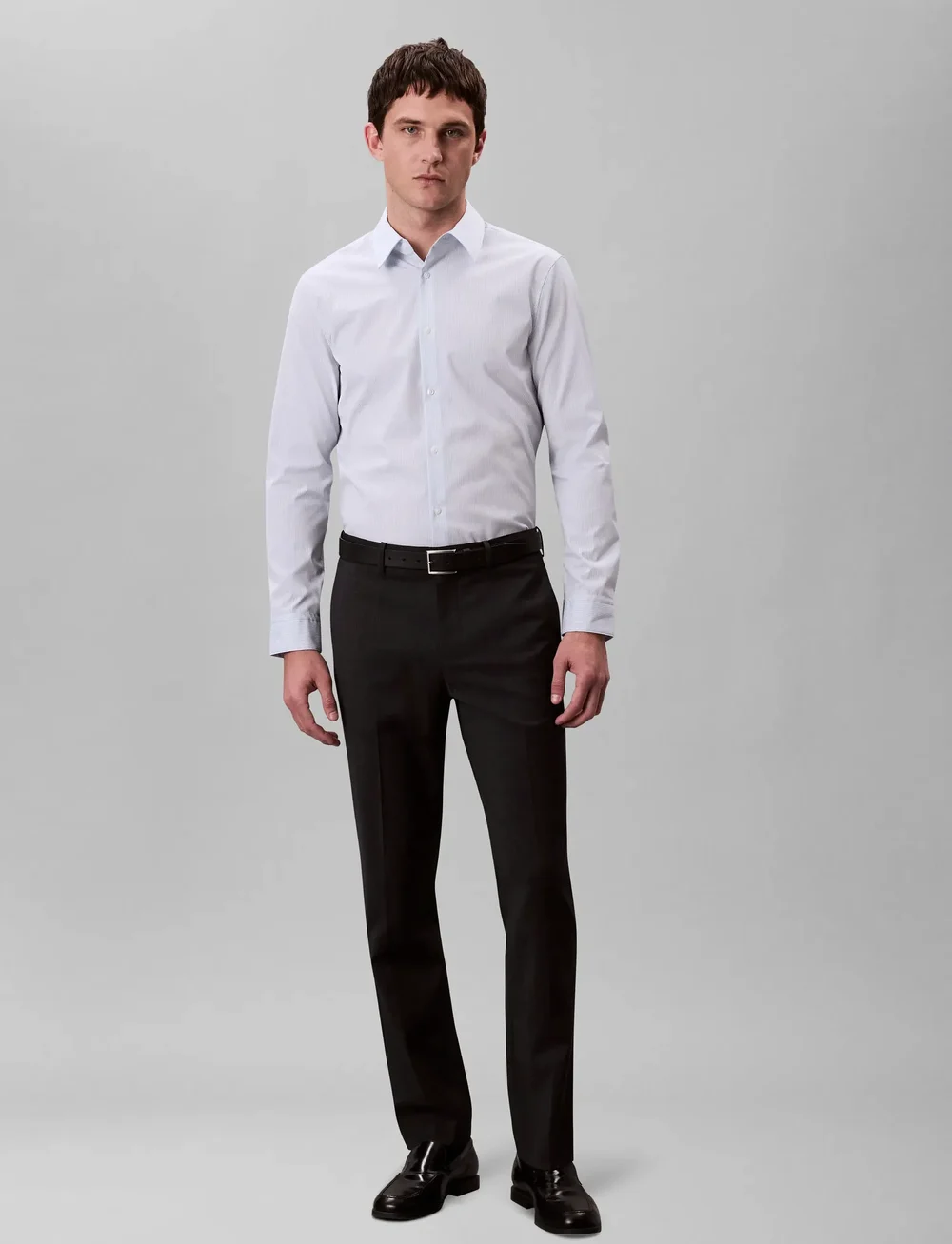 Calvin Klein - LS THIN STRIPE SUPIMA STRETCH SL - gestreifte hemden - niagara mist - 3