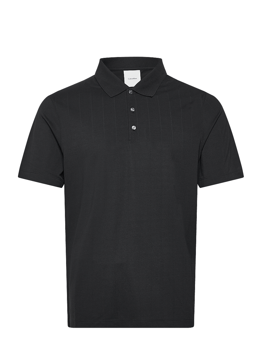 Calvin Klein - SS STRIPE STRECH JACQUARD POLO - stutterma pólóbolir - black - 1