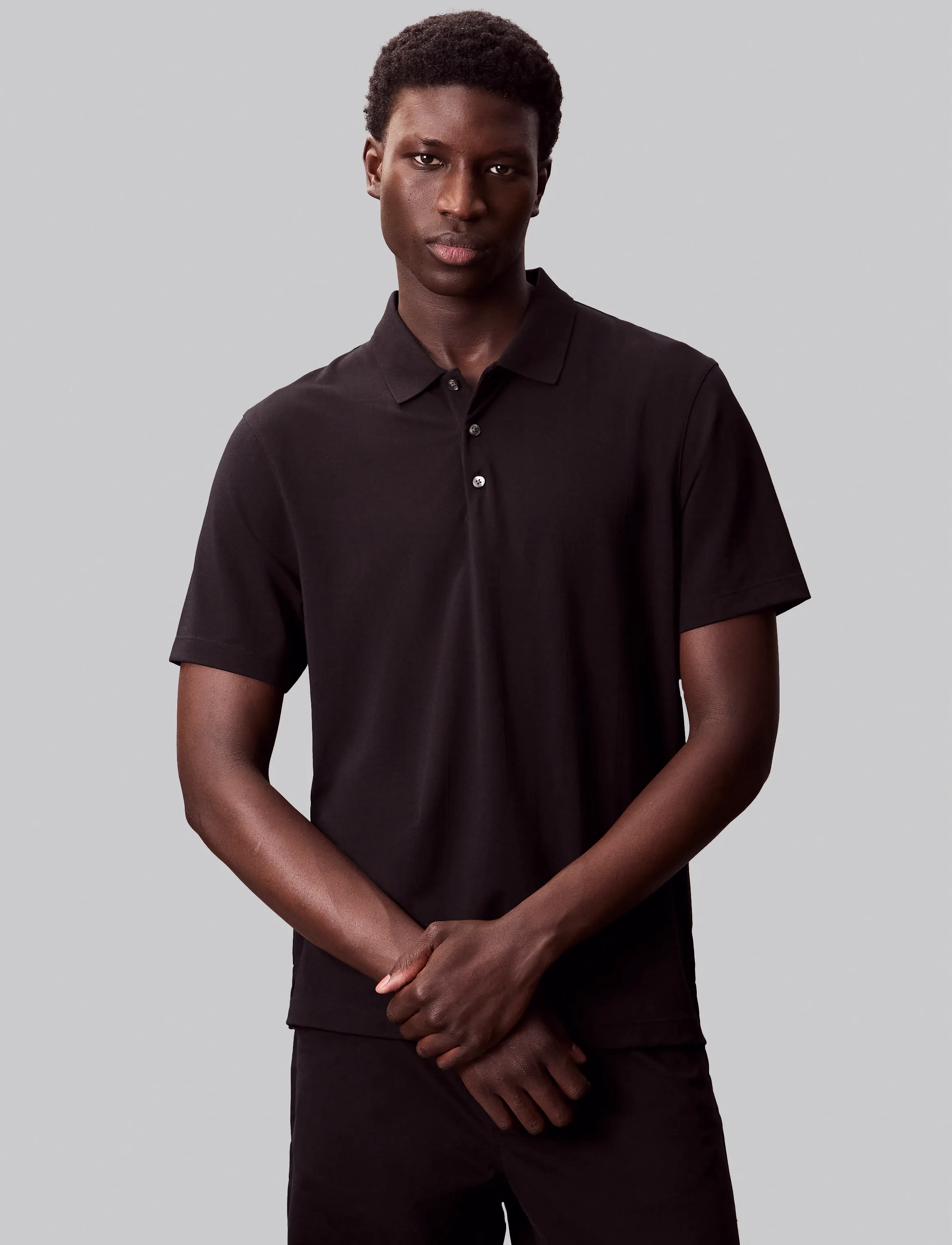 Calvin Klein SS STRIPE STRECH JACQUARD POLO - Pikéer - BLACK / black
