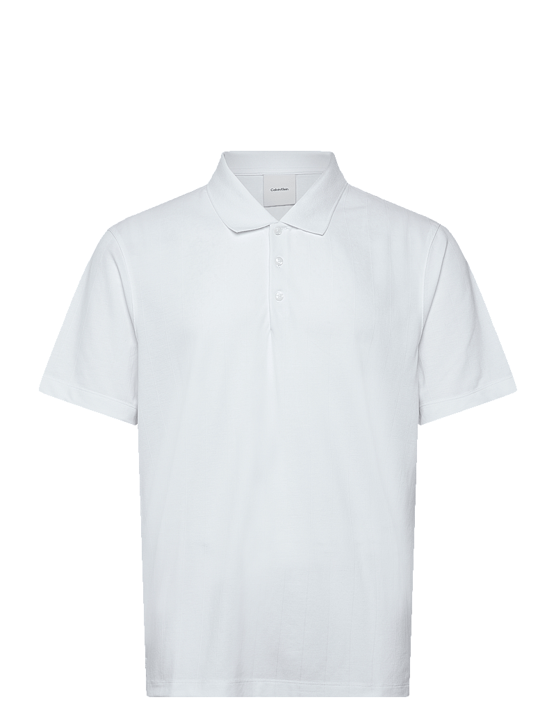 Calvin Klein - SS STRIPE STRECH JACQUARD POLO - kortärmade pikéer - bright white - 1