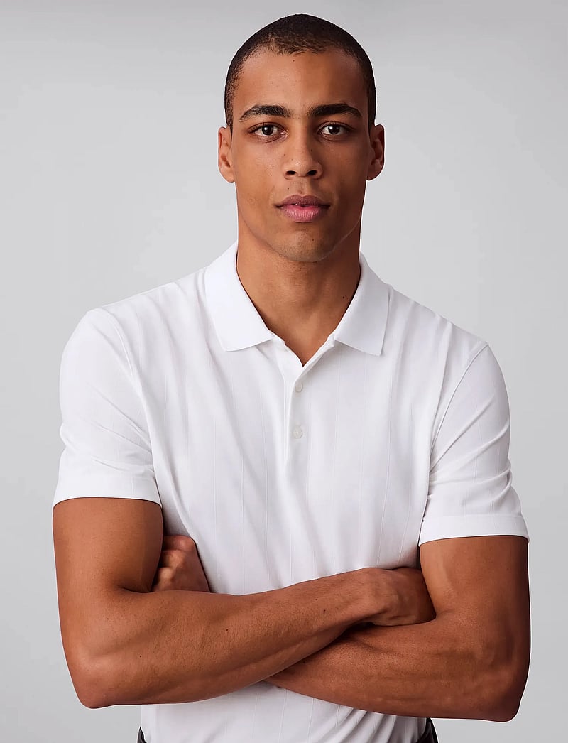 Calvin Klein - SS STRIPE STRECH JACQUARD POLO - kortärmade pikéer - bright white - 5
