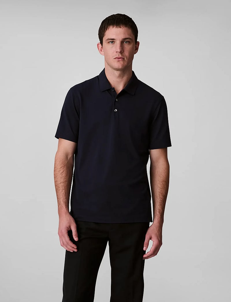 Calvin Klein - SS STRIPE STRECH JACQUARD POLO - kortærmede poloer - dark sapphire - 0