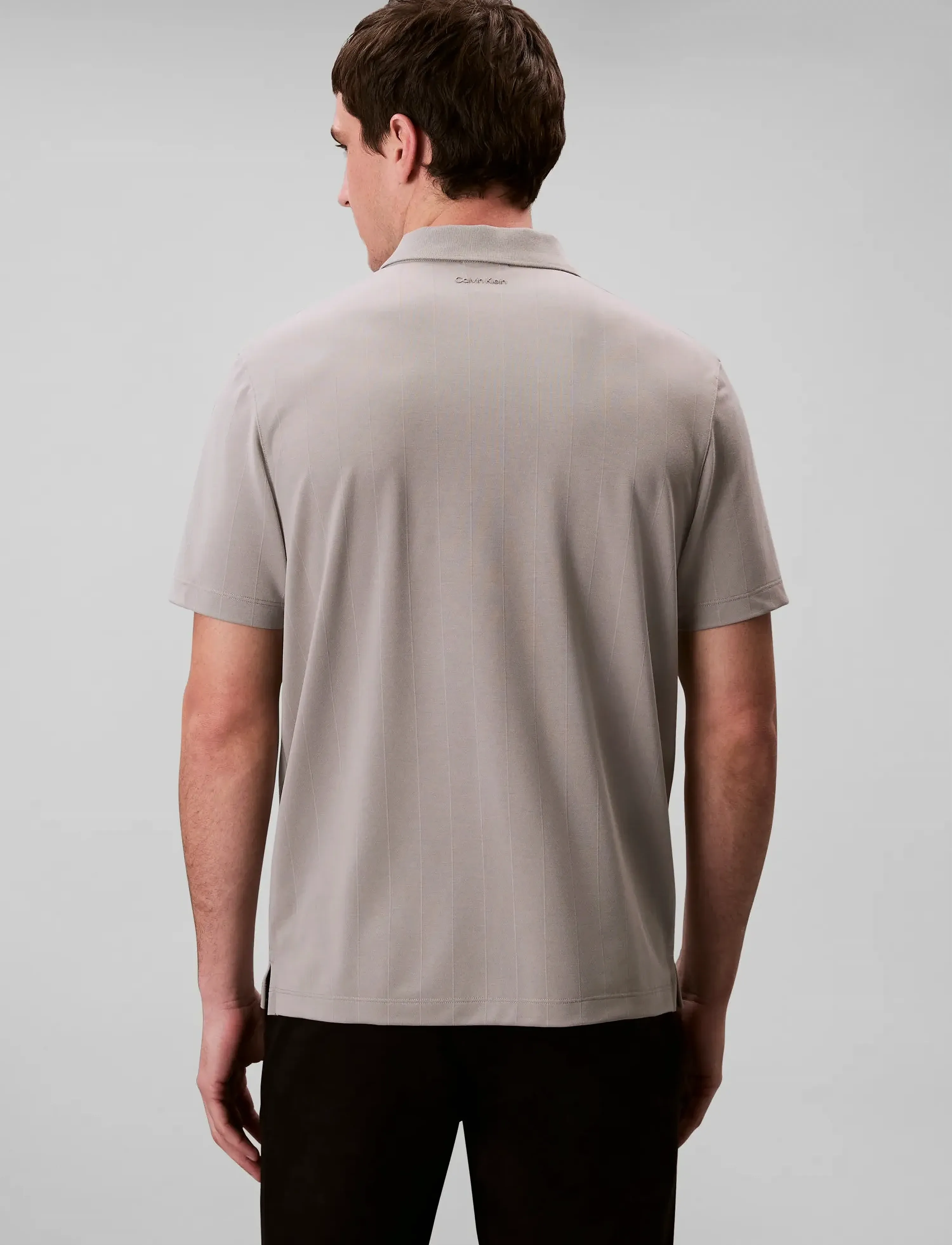 Calvin Klein - SS STRIPE STRECH JACQUARD POLO - short-sleeved polos - mourning dove - 4