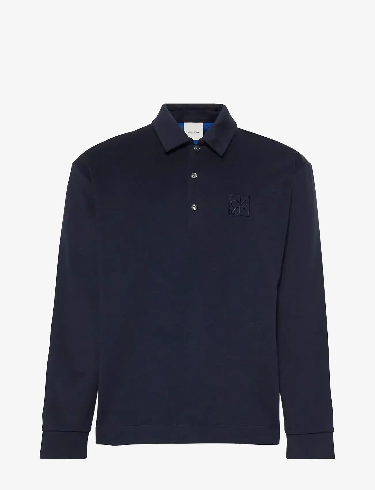 Calvin Klein - LS Stretch Wool Blend Interlock - langærmede poloer - dark sapphire - 0