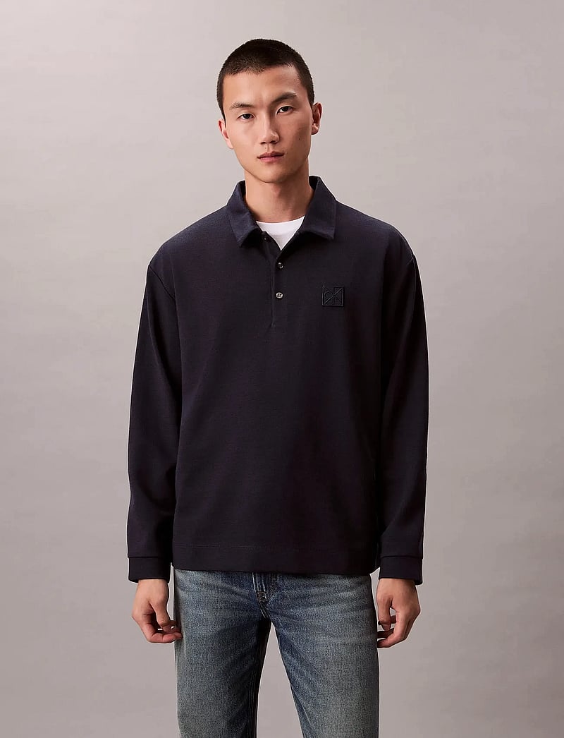 Calvin Klein - LS Stretch Wool Blend Interlock - langærmede poloer - dark sapphire - 0