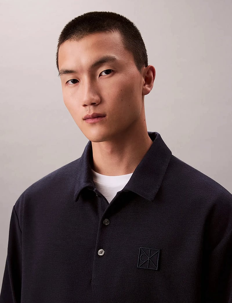 Calvin Klein - LS Stretch Wool Blend Interlock - langærmede poloer - dark sapphire - 3