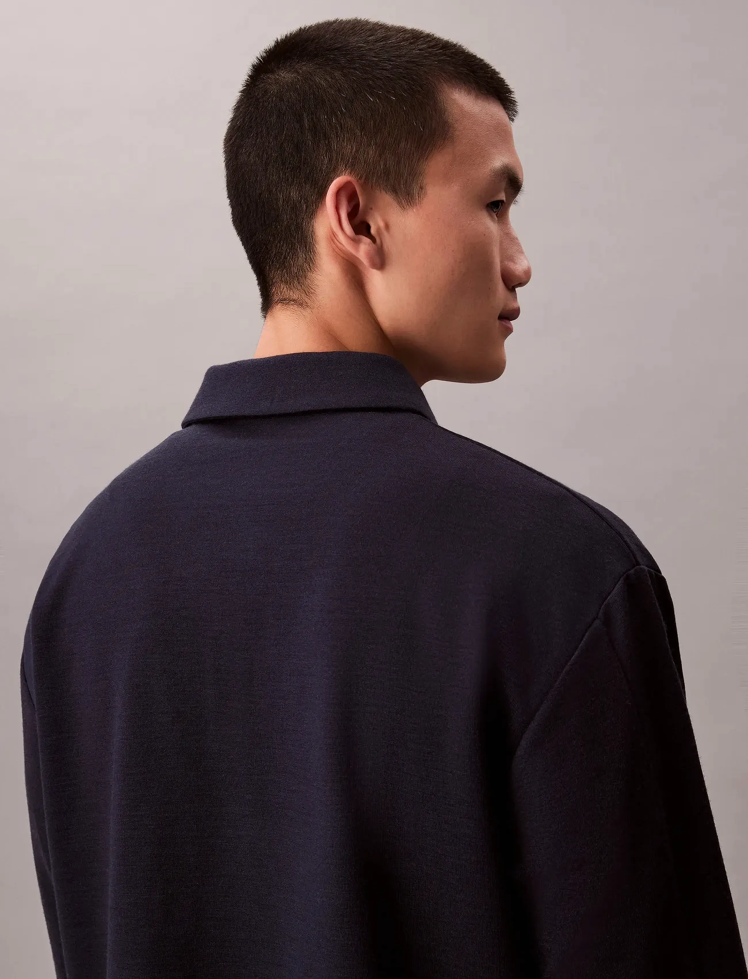 Calvin Klein - LS Stretch Wool Blend Interlock - långärmade pikéer - dark sapphire - 5