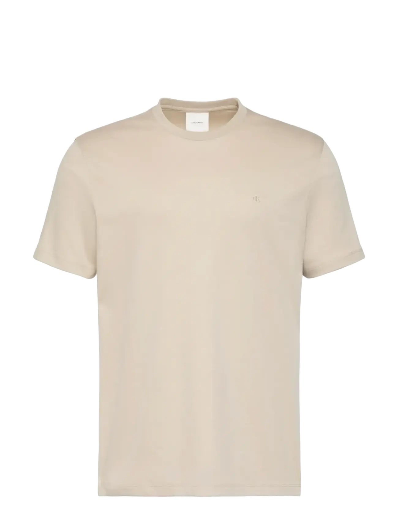 Calvin Klein SS SUPIMA CHEST EMB CREWNECK TEE - T-särgid - ANCIENT MARBLE / beige