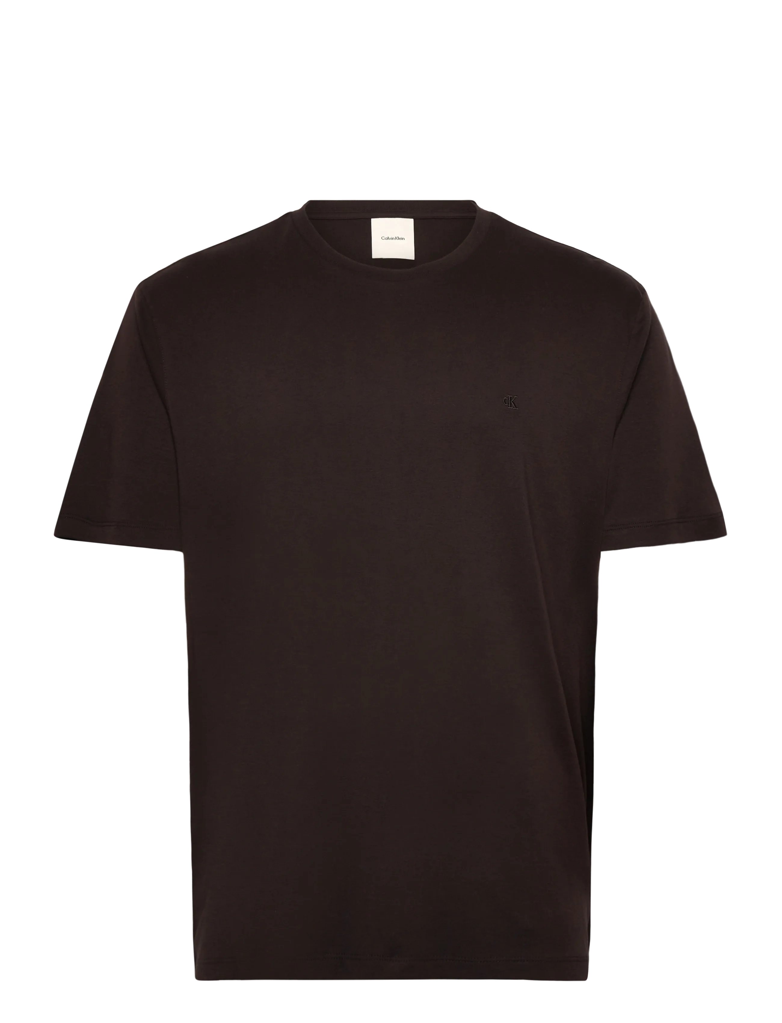 Calvin Klein SS SUPIMA CHEST EMB CREWNECK TEE - Kleidung - CHOCOLATE TORTE / brown