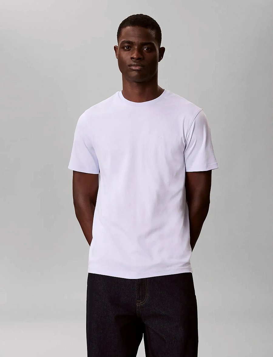 Calvin Klein - SS SUPIMA CHEST EMB CREWNECK TEE - kurzärmelige t-shirts - heavenly iris - 3