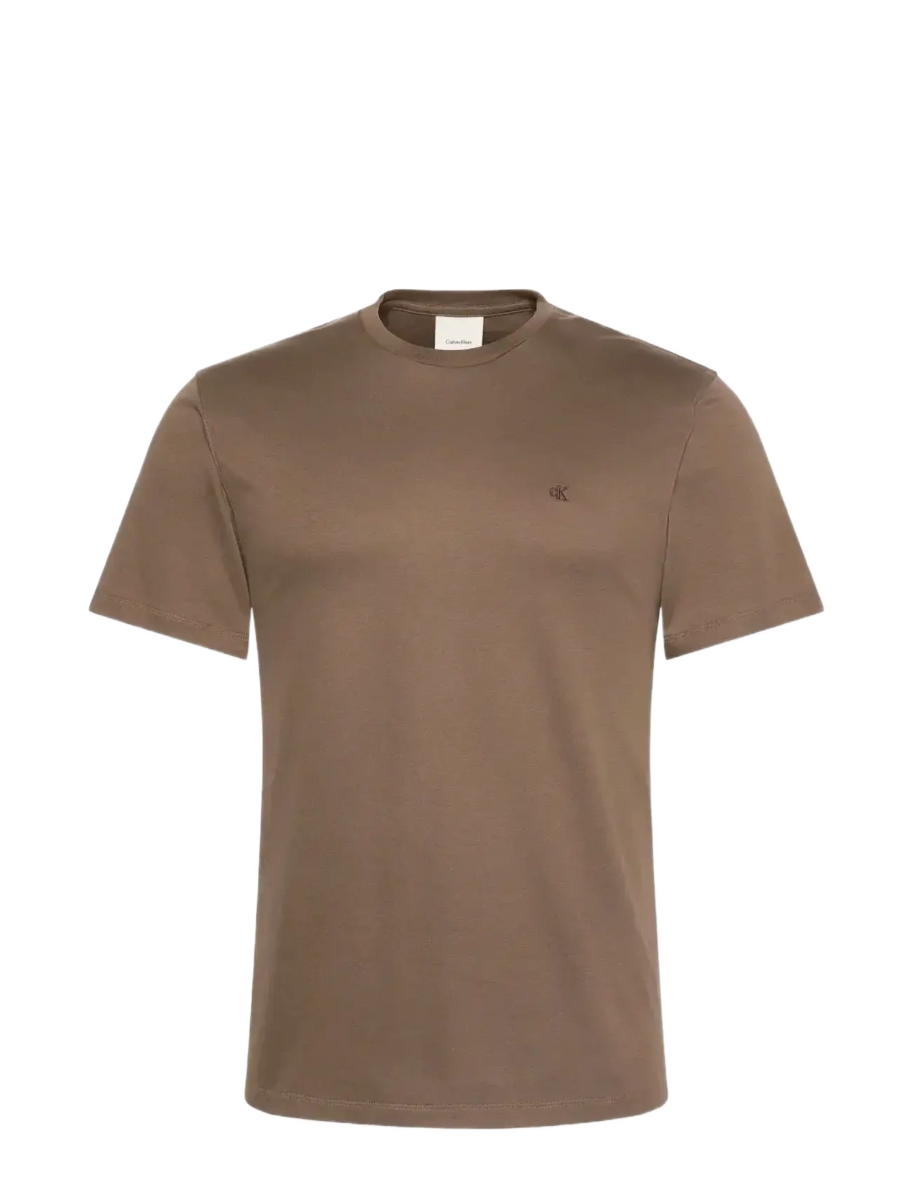 Calvin Klein SS SUPIMA CHEST EMB CREWNECK TEE - Kleidung - MOREL / brown