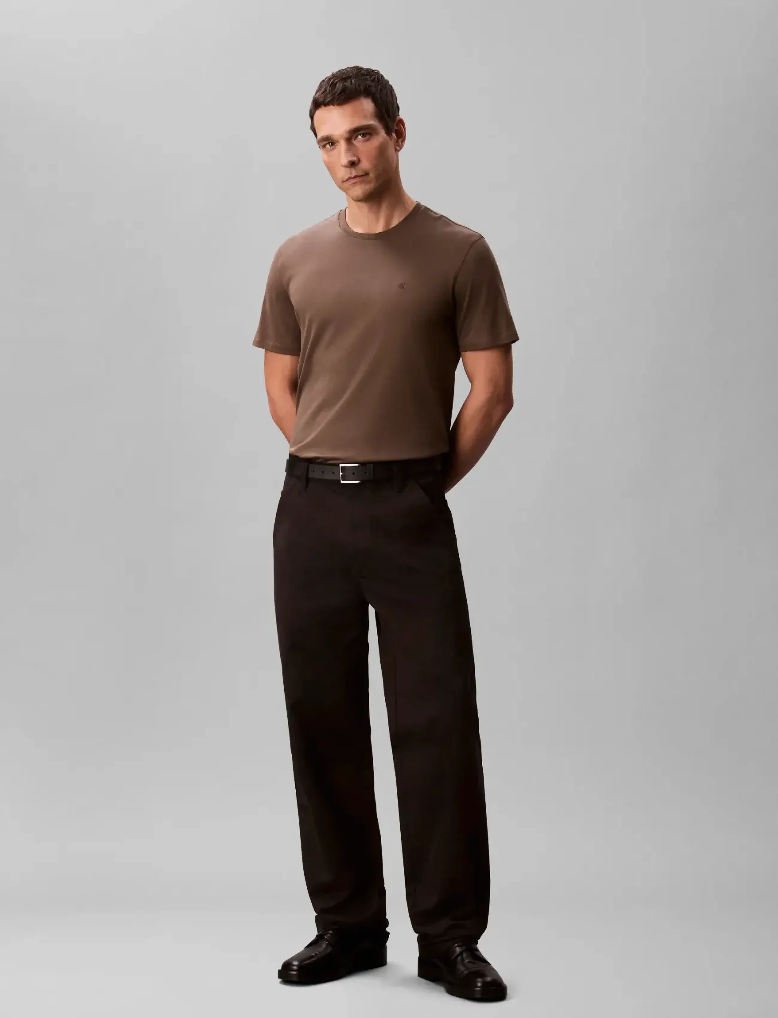 Calvin Klein SS SUPIMA CHEST EMB CREWNECK TEE - T-särgid - MOREL / brown