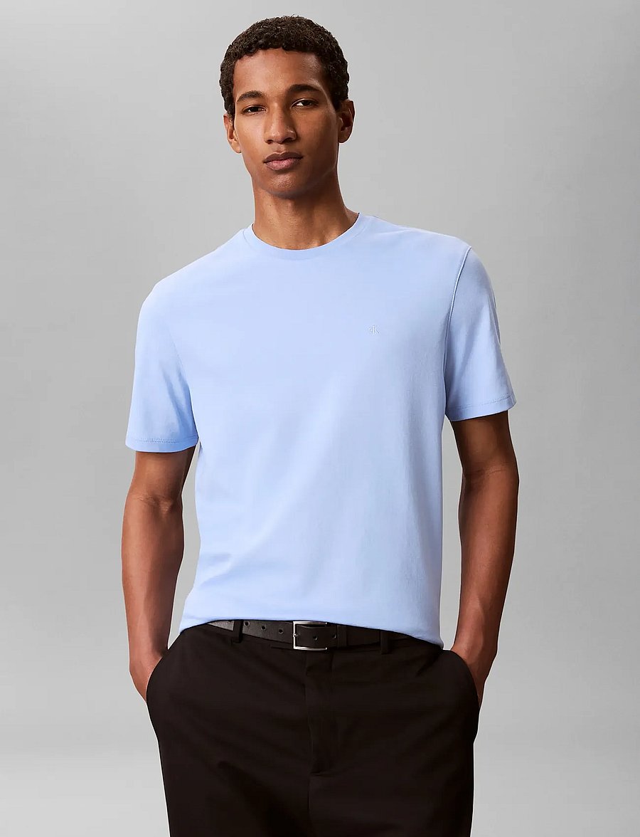 Calvin Klein - SS SUPIMA CHEST EMB CREWNECK TEE - short-sleeved t-shirts - placid blue - 0