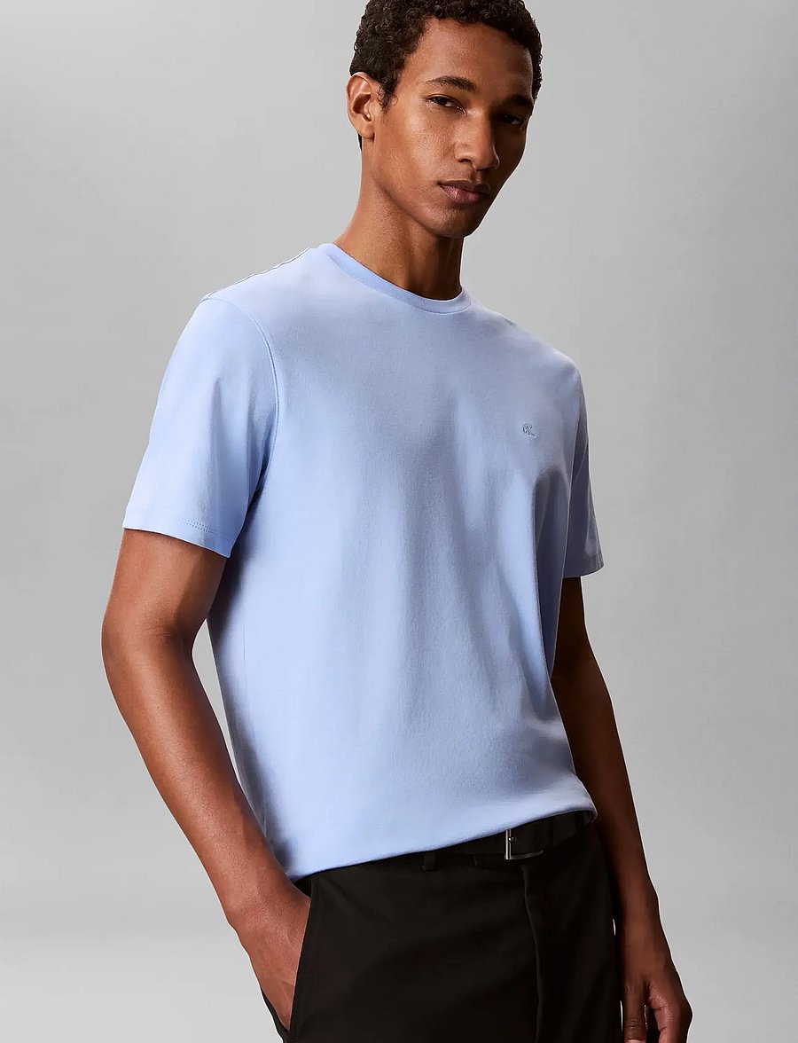 Calvin Klein - SS SUPIMA CHEST EMB CREWNECK TEE - short-sleeved t-shirts - placid blue - 4