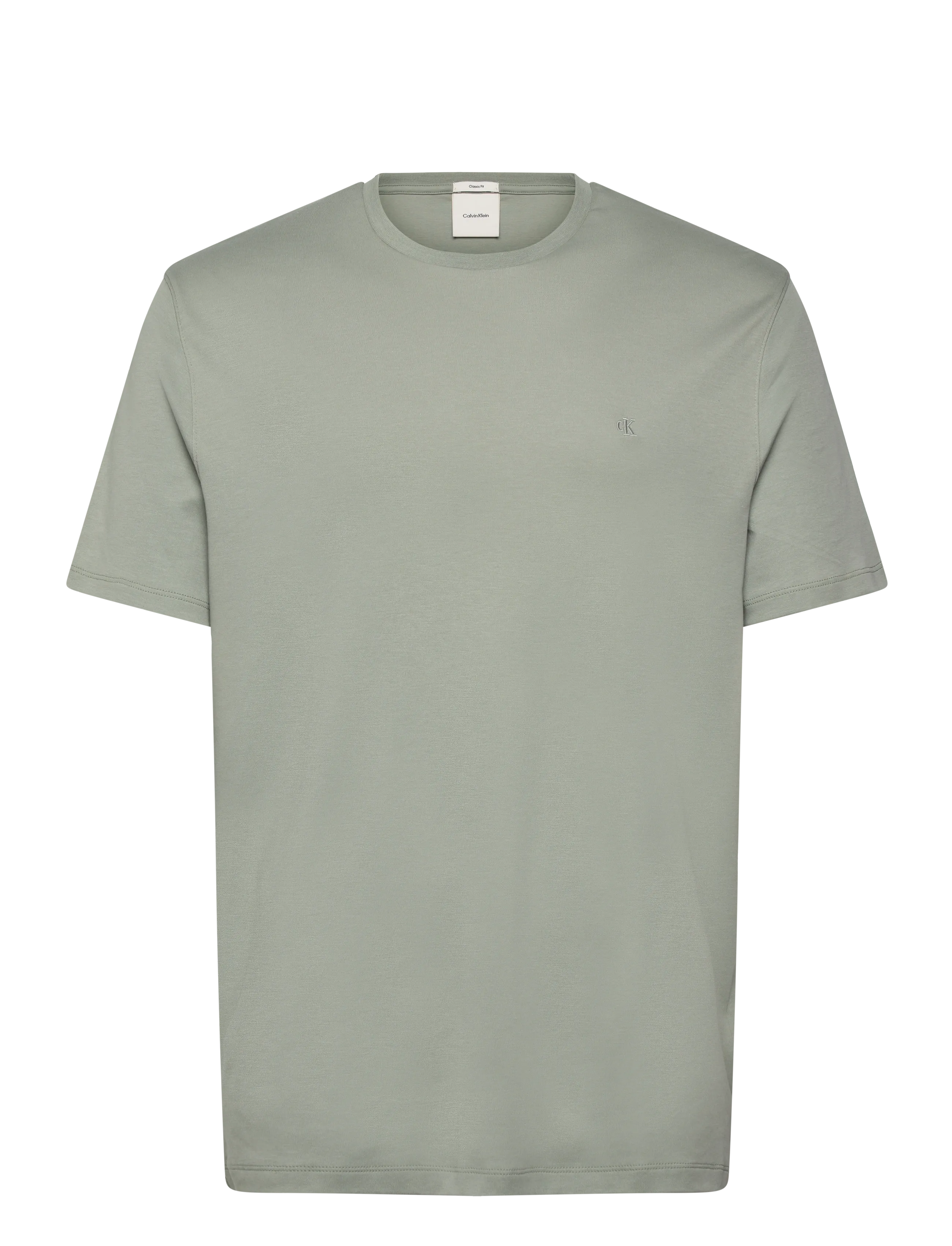 Calvin Klein SS SUPIMA CHEST EMB CREWNECK TEE - T-särgid - SHADOW / grey