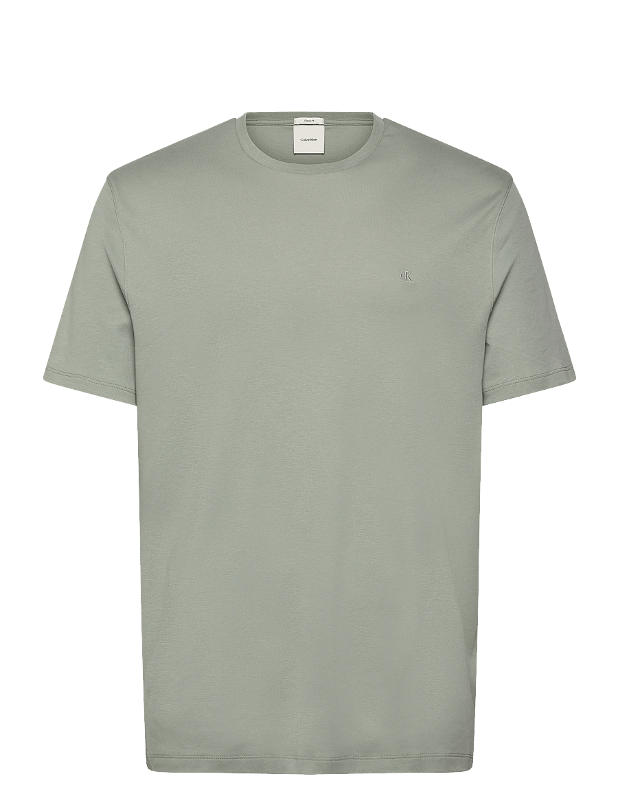 Calvin Klein - SS SUPIMA CHEST EMB CREWNECK TEE - kurzärmelige t-shirts - shadow - 1