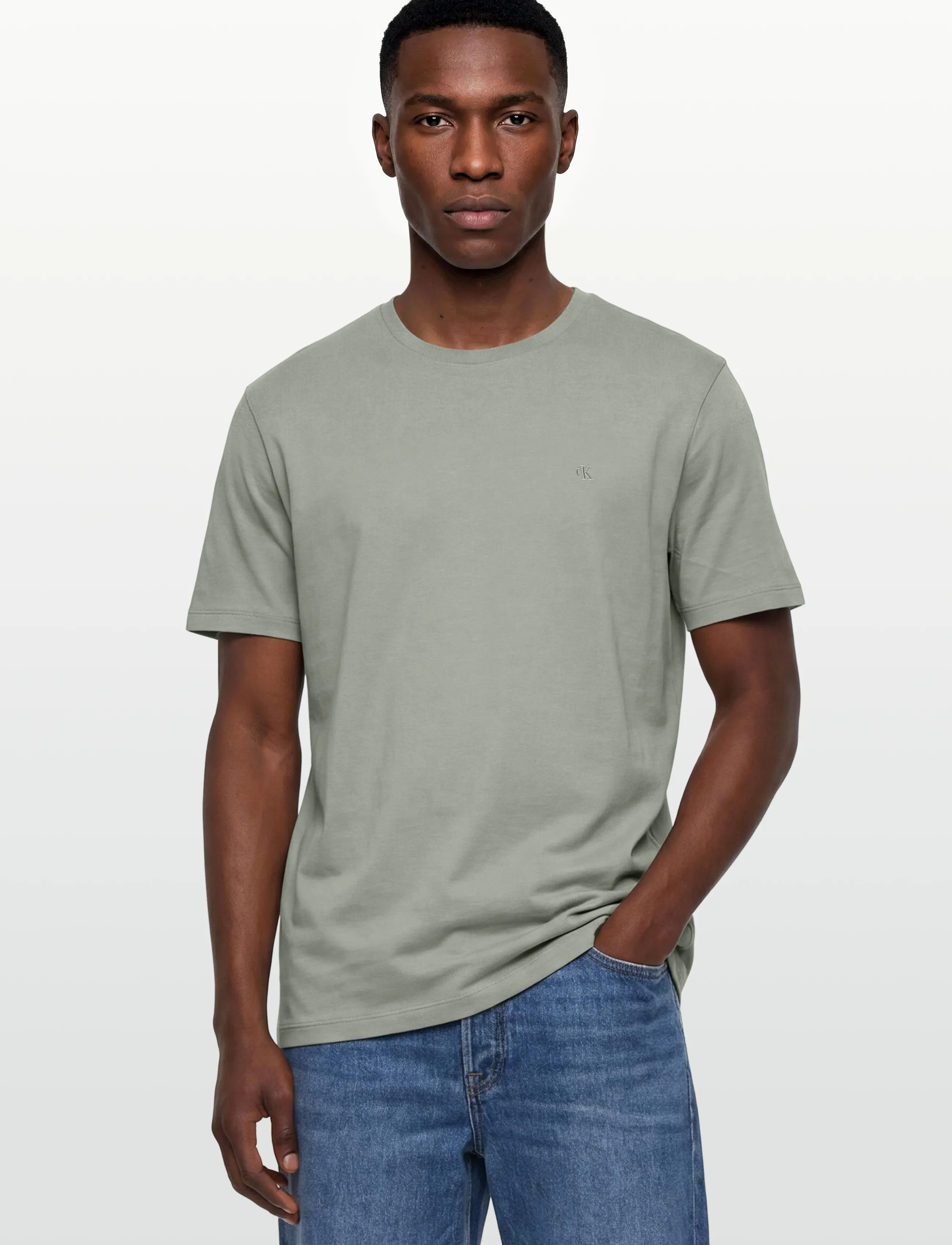Calvin Klein - SS SUPIMA CHEST EMB CREWNECK TEE - kortärmade t-shirts - shadow - 3