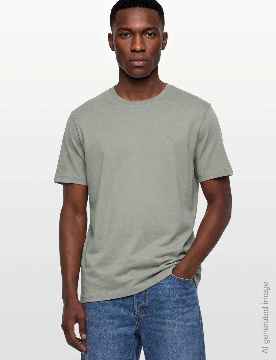 Calvin Klein - SS SUPIMA CHEST EMB CREWNECK TEE - kurzärmelige t-shirts - shadow - 3